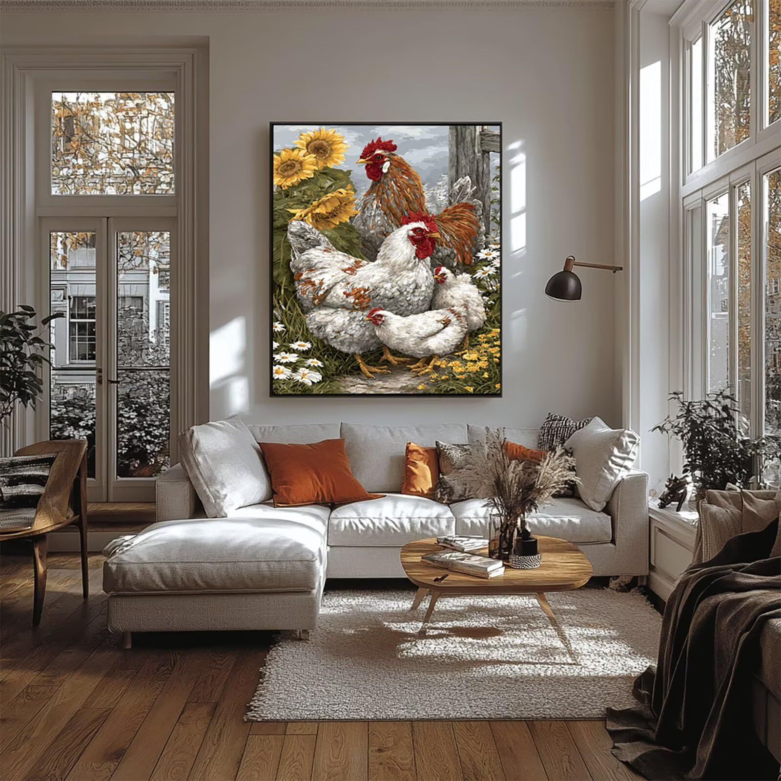 Malowanie po numerach, dla dorosłych, zwierzę, malowanie po numerach, zestawy kurczaka, hobby dla dorosłych i kobiet, artykuły artystyczne, 100 x 80 cm, sztuka ścienna, przejrzystość kolorów, płótno