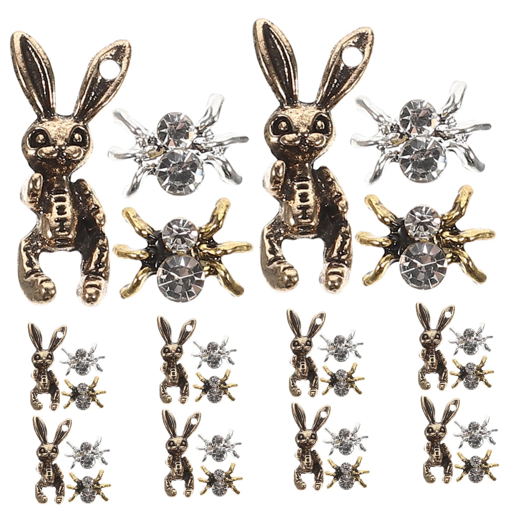 Healeved 150pezzi Charm Per Unghie Forma Di Ragno e Coniglio Decorazioni Artistiche Per Nail Art Accessori Per Manicure Perfetti Per Unghie Naturali e Artificiali