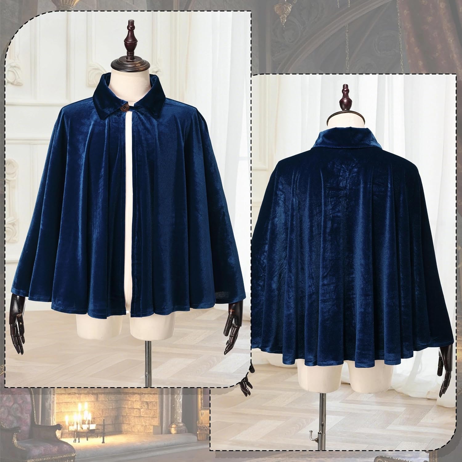 Velvet Cape Women,Renaissance Medieval Velvet Short Cape for Evening Dresses Wedding