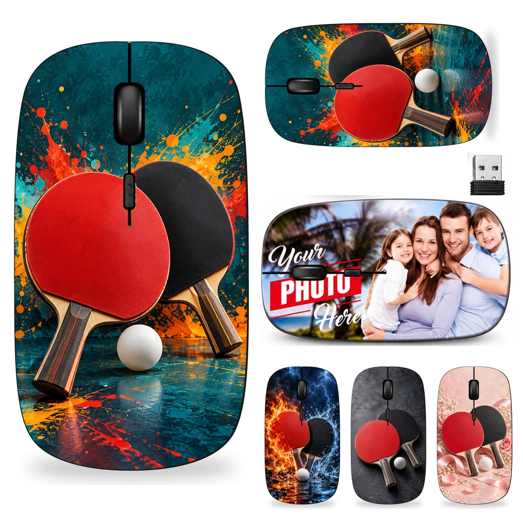 Maizi Table Tennis Mouse for Laptop, Wireless Receiver, Sports Fan Gifts | Printed in the…