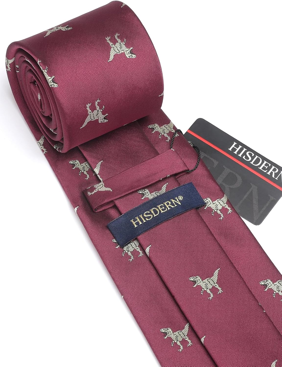 HISDERN Ties for Men Classic Animal Tie and Pocket Square Set Jacquard Woven Silk Neckties Handkerchief Wedding Party - Image 4