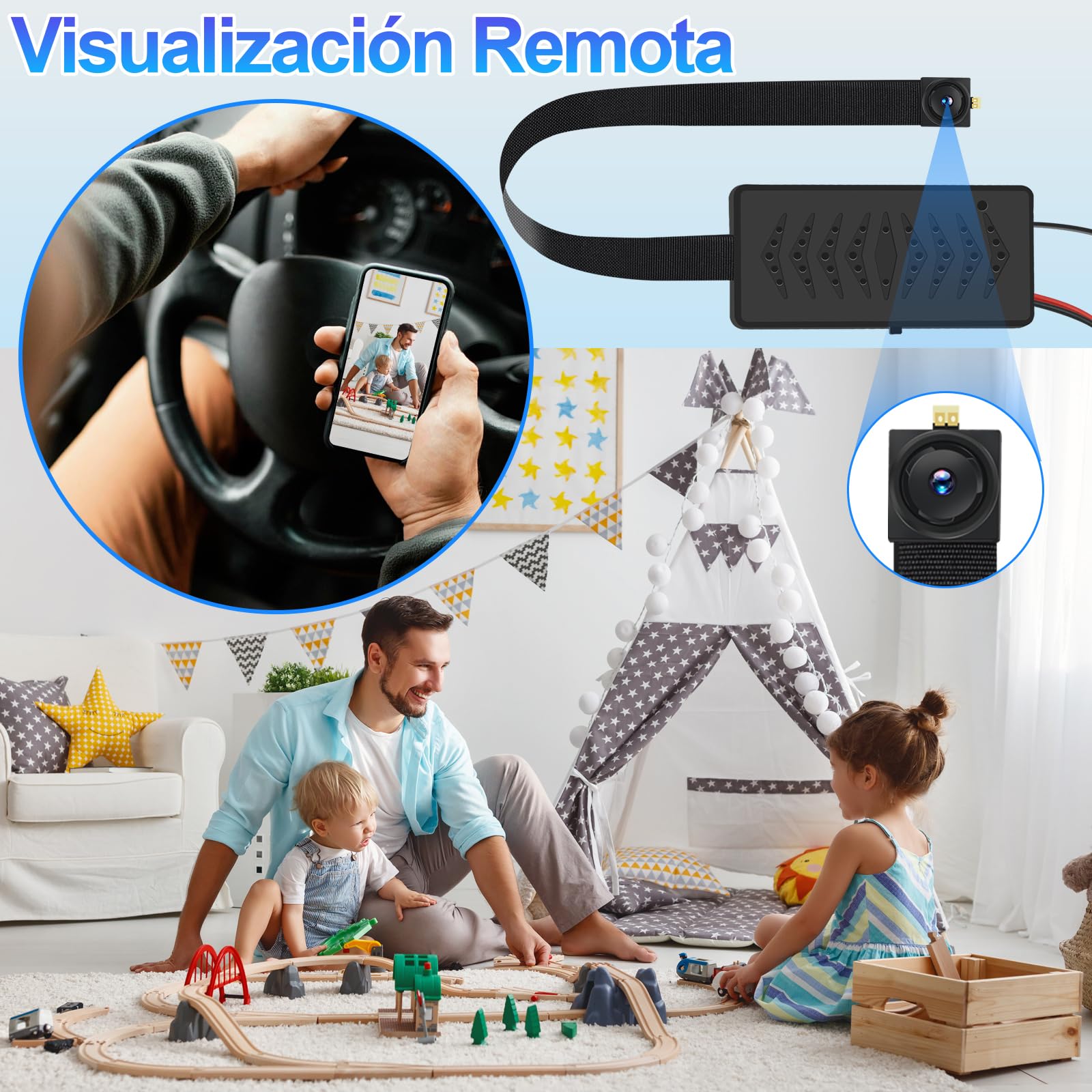 Camara Espia Oculta, WiFi de Doble Banda 5GHz & 2.4GHz Mini Camara Espia Boton 1080P Portátil con Detección de Movimiento & Larga Duración de Batería