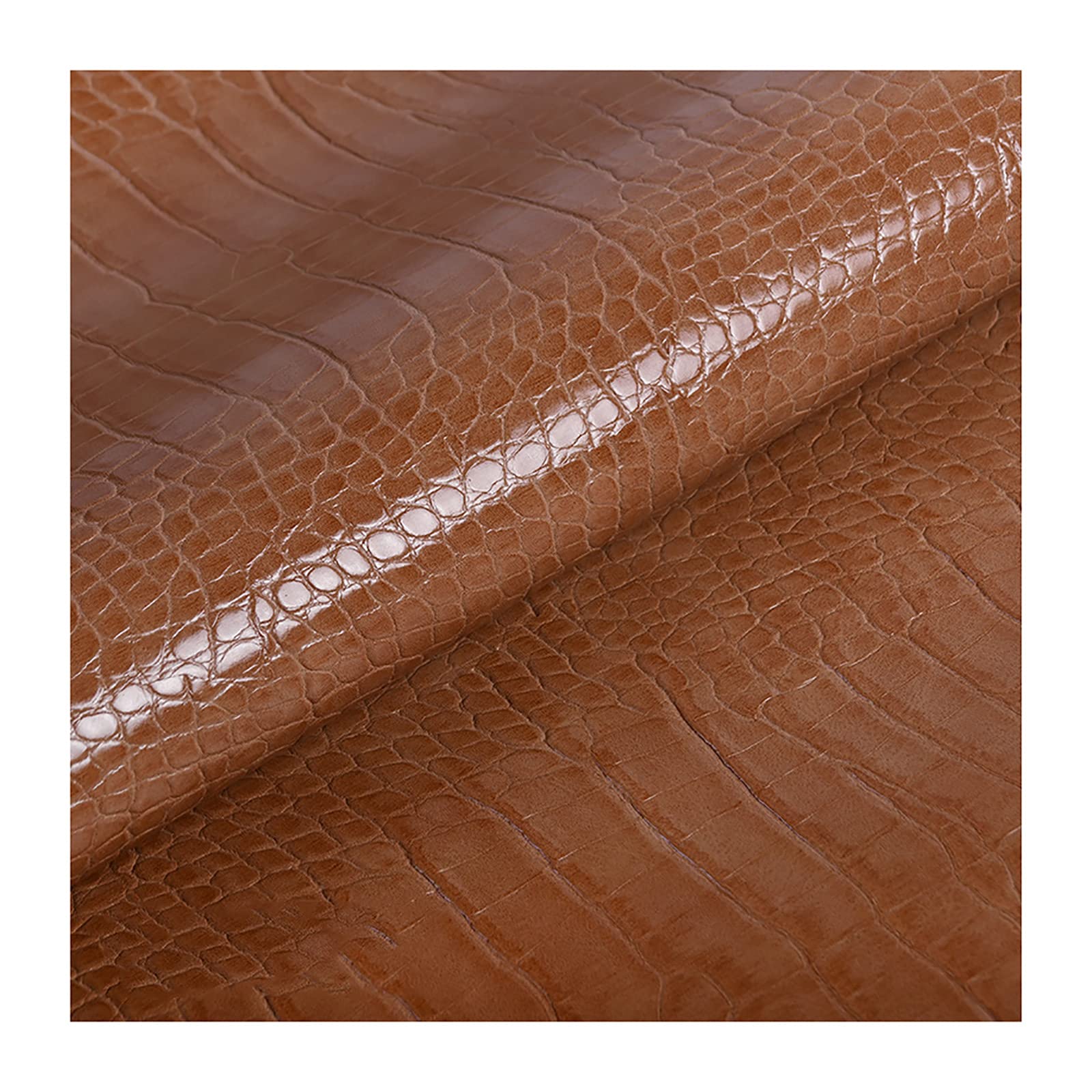 Tela de cocodrilo de piel sintética con parte trasera de algodón de 1,0 mm de grosor, tela de tapicería para bolsos, costura, aretes, decoraciones de 138 cm de ancho (tamaño: 1,38 x 4 m)
