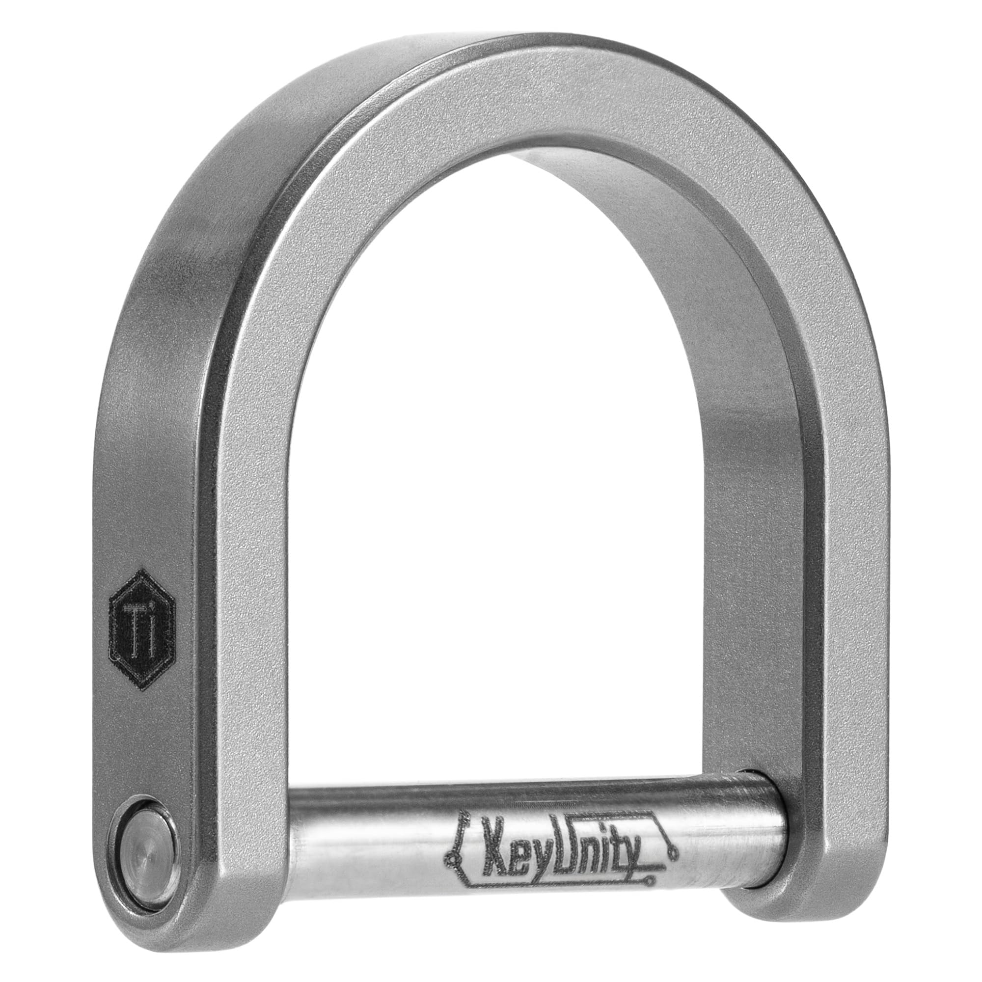 KeyUnity KA17 Titanium D Ring Key Shackle, U Shape Key Ring Horseshoe Clasp for Car Fob, DIY Leather Key Organizer Keychain (Sandblasted, L)