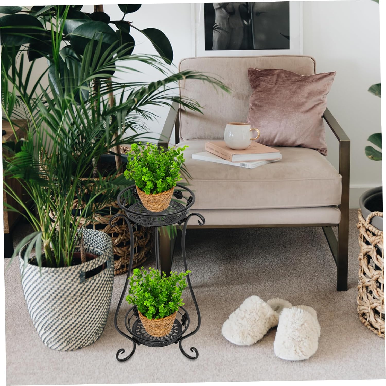 Elegant Plant Stand Portable Flower Pot Shelf for Living Study Kitchen