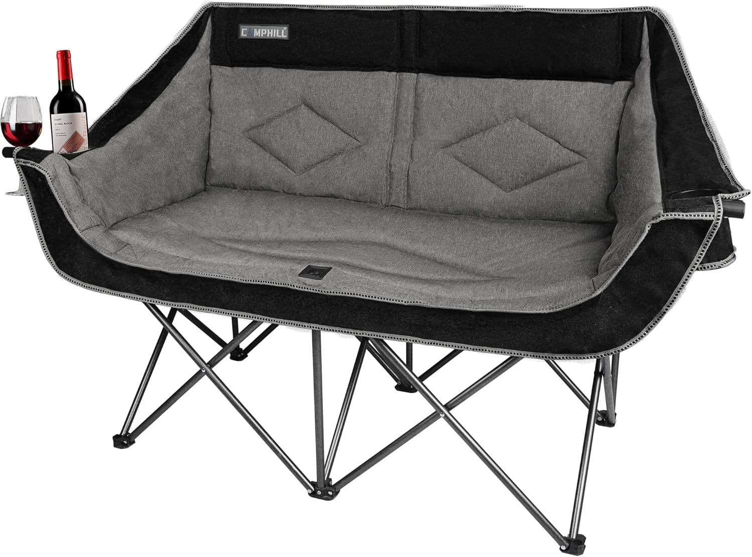 Oversized Double Camping Chair-Heavy Duty 2 Person Folding Loveseat Camp Couch for Adults