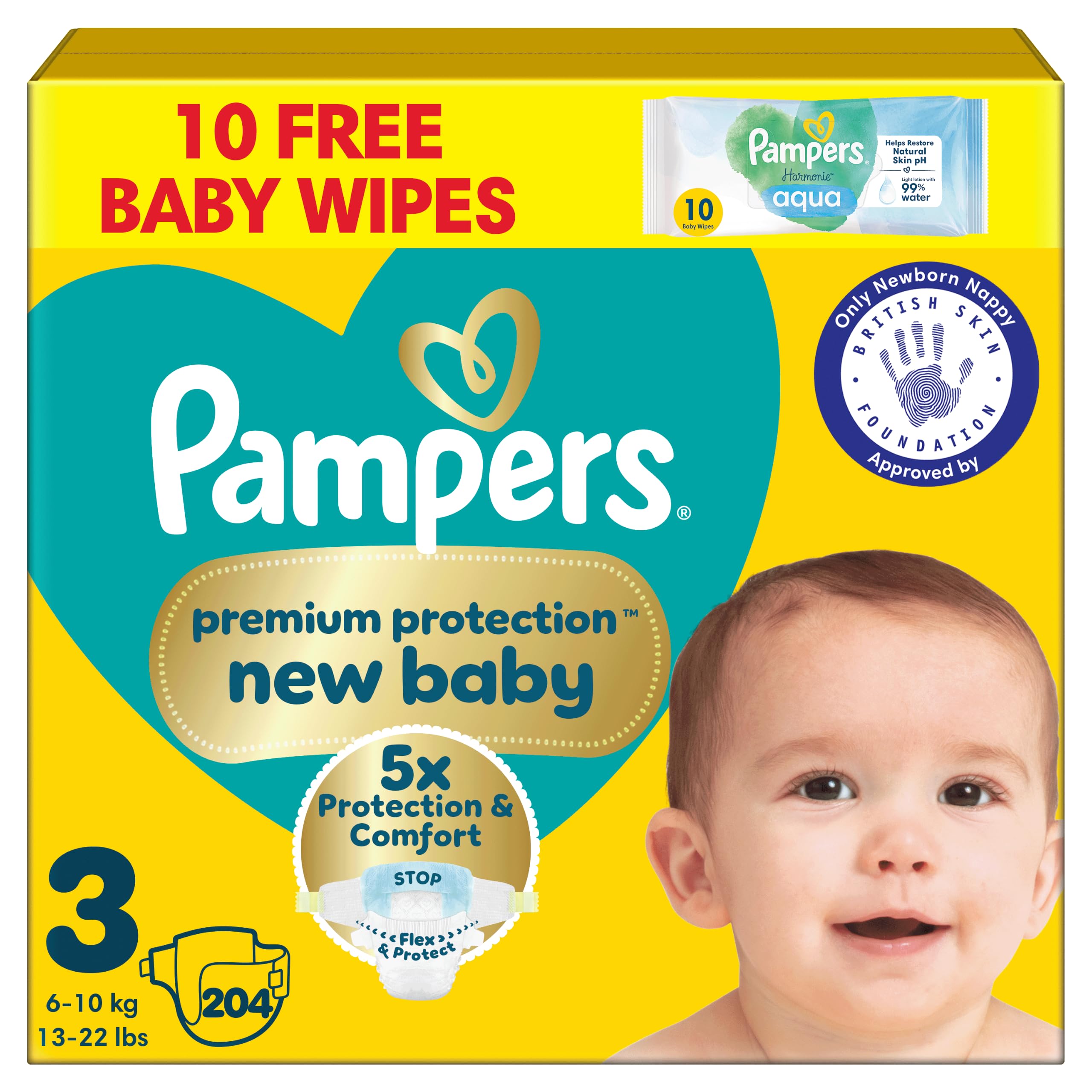 Pampers New Baby Nappies Size 3 + Wipes