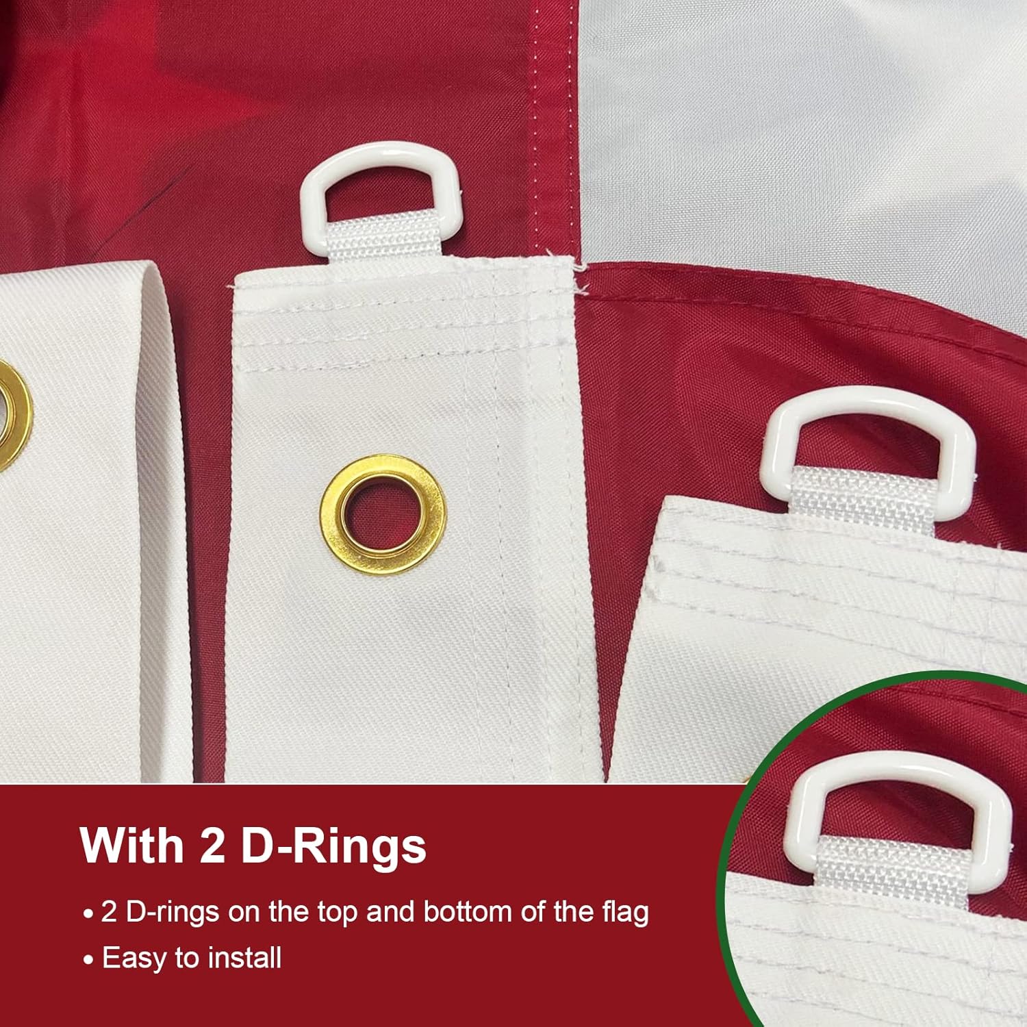 SYII American Flag 8x12 Ft Outdoor, Heavy Duty Polyester US Flags with Embroidered Stars, Sewn Stripes, and 4 Brass Grommets, All Weather America Flags for Outside High Wind - Image 5