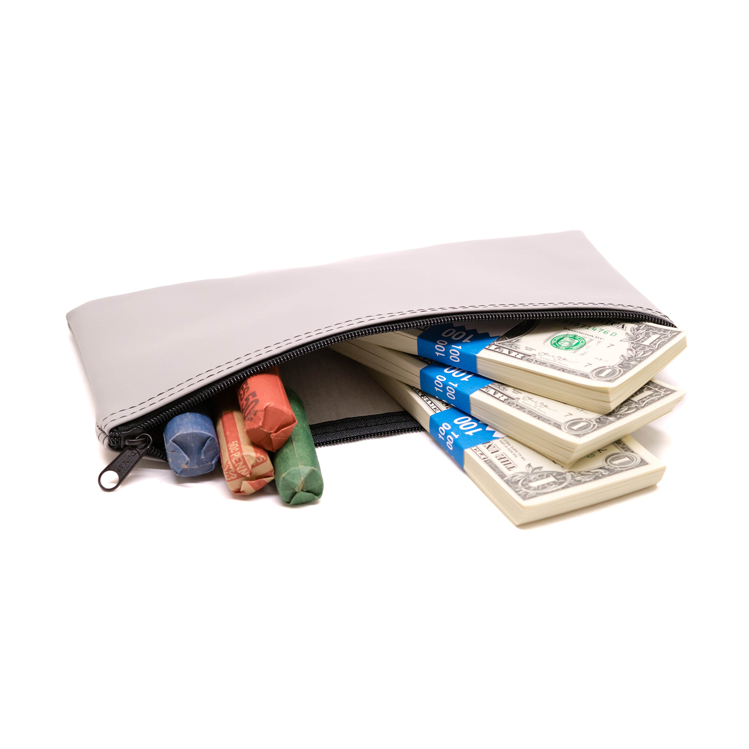 Carousel Checks Inc. Zipper Bank Deposit Bag, 5.5 by 10.5 Inches, Grey, Pack of 10