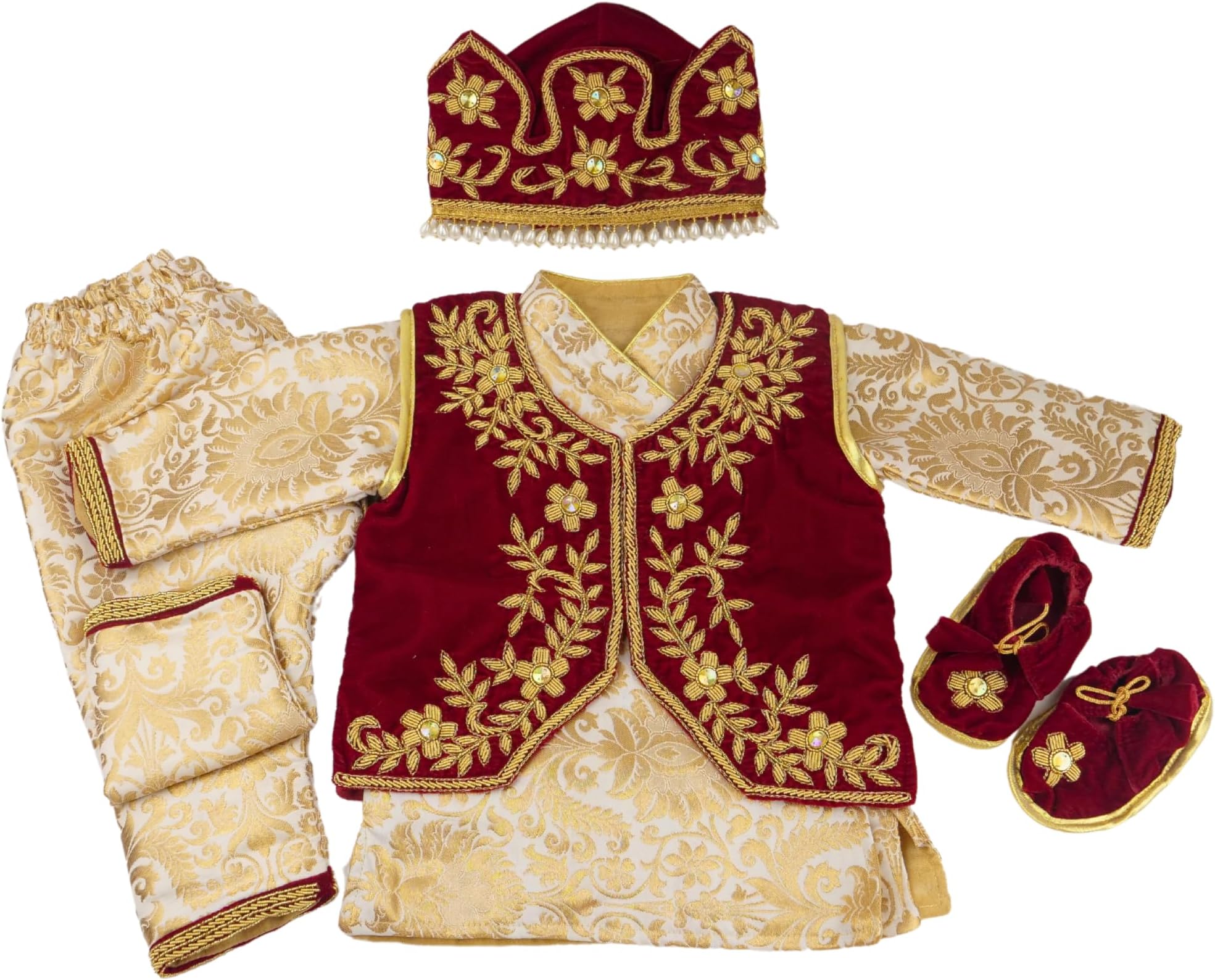 Pasni Dress for Baby boy/Maroon Daura Suruwal Style Nepali Rice Feeding Outfits/3-5 Business Days to Deliver