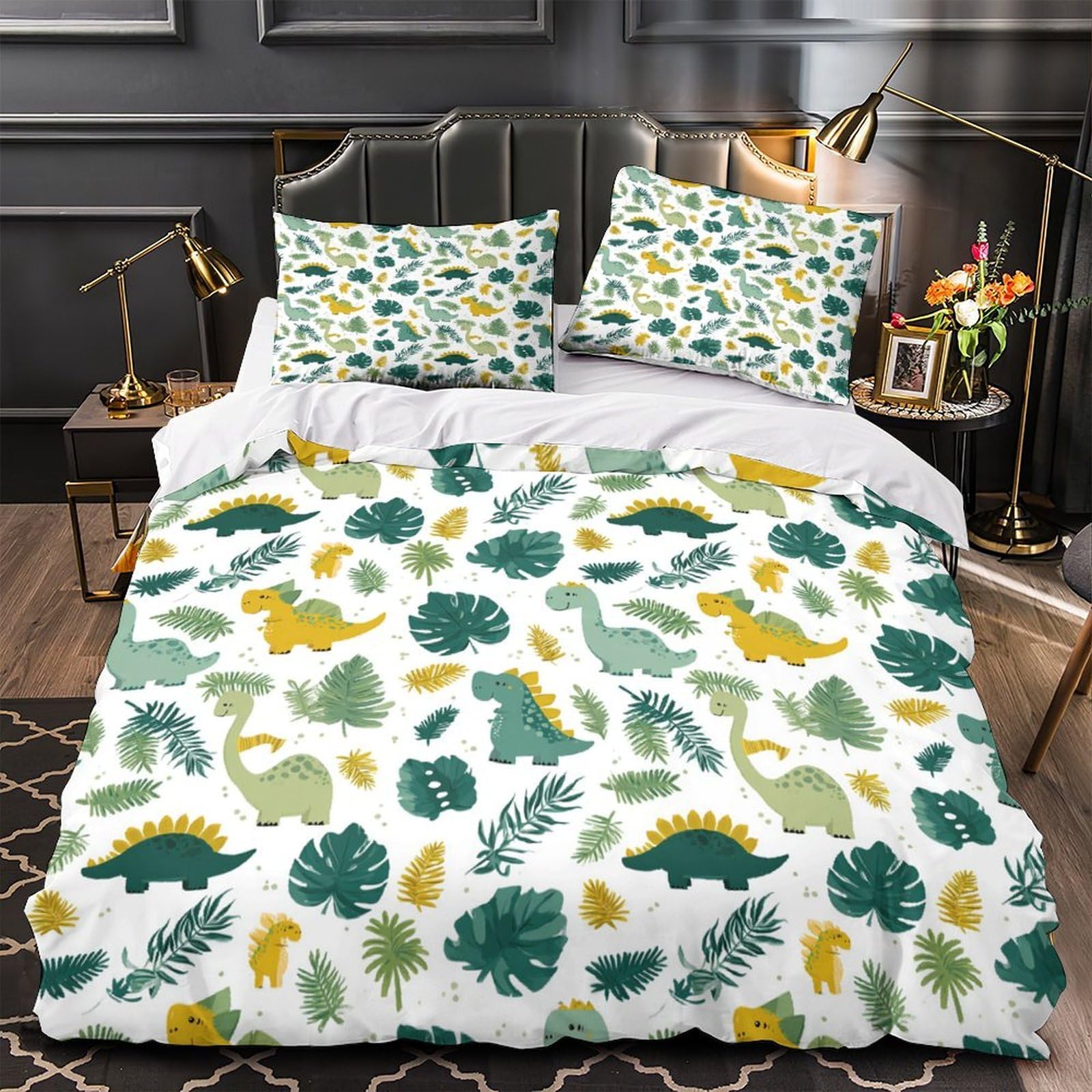 Dinosaurs Comforter Cover 3D Print Hypoallergenic 3PCs Bed Linen Hidden Zipper Cartoon Kids Design Quilt Cover Extra Soft Durable for Teens Youth Adults Women Kids Boys Super king（260x220cm）