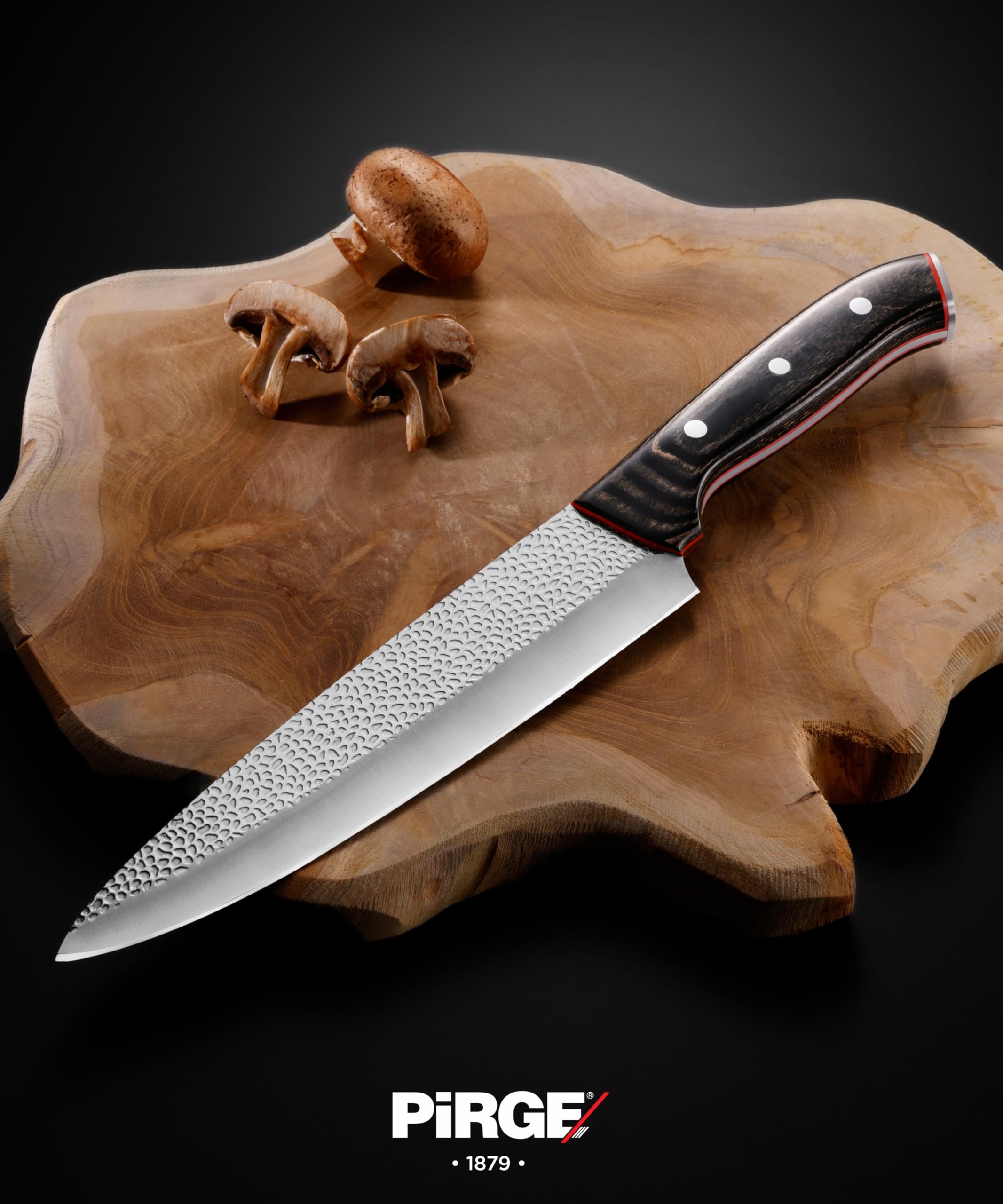 Pirge Cuchillo de cocinero forjado de 21 cm - Cuchillo de cocina con alicates continuos de madera compuesta - Excelente nitidez, cuchillo universal - Acero inoxidable alemán 56 HRC con alto contenido