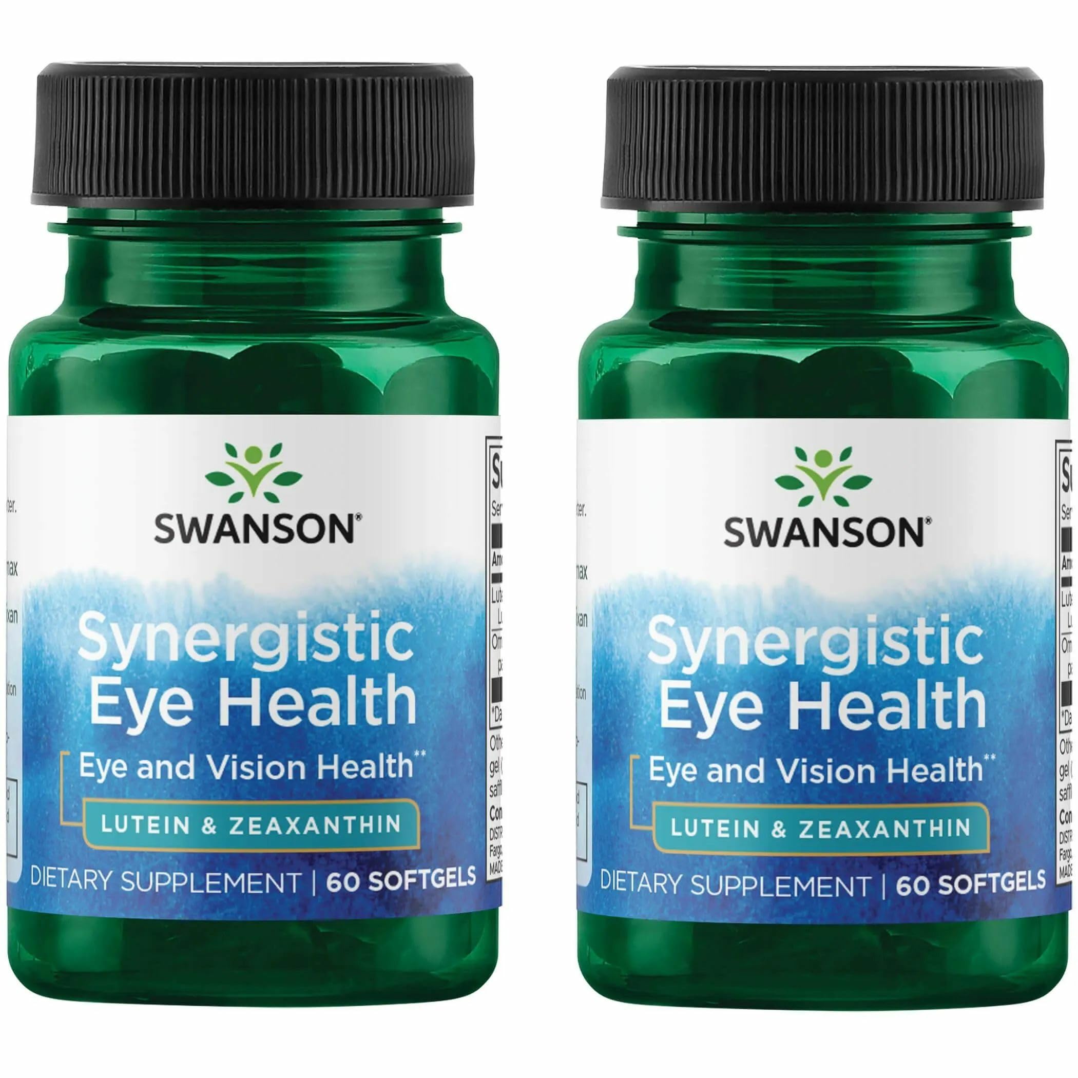 Swanson Lutein & Zeaxanthin Synergistic Eye Health Vision Retina Macula Supplement (Lutein 20 mg & OmniXan Zeaxanthin 2 mg) 60 Softgels Sgels (2 Pack)
