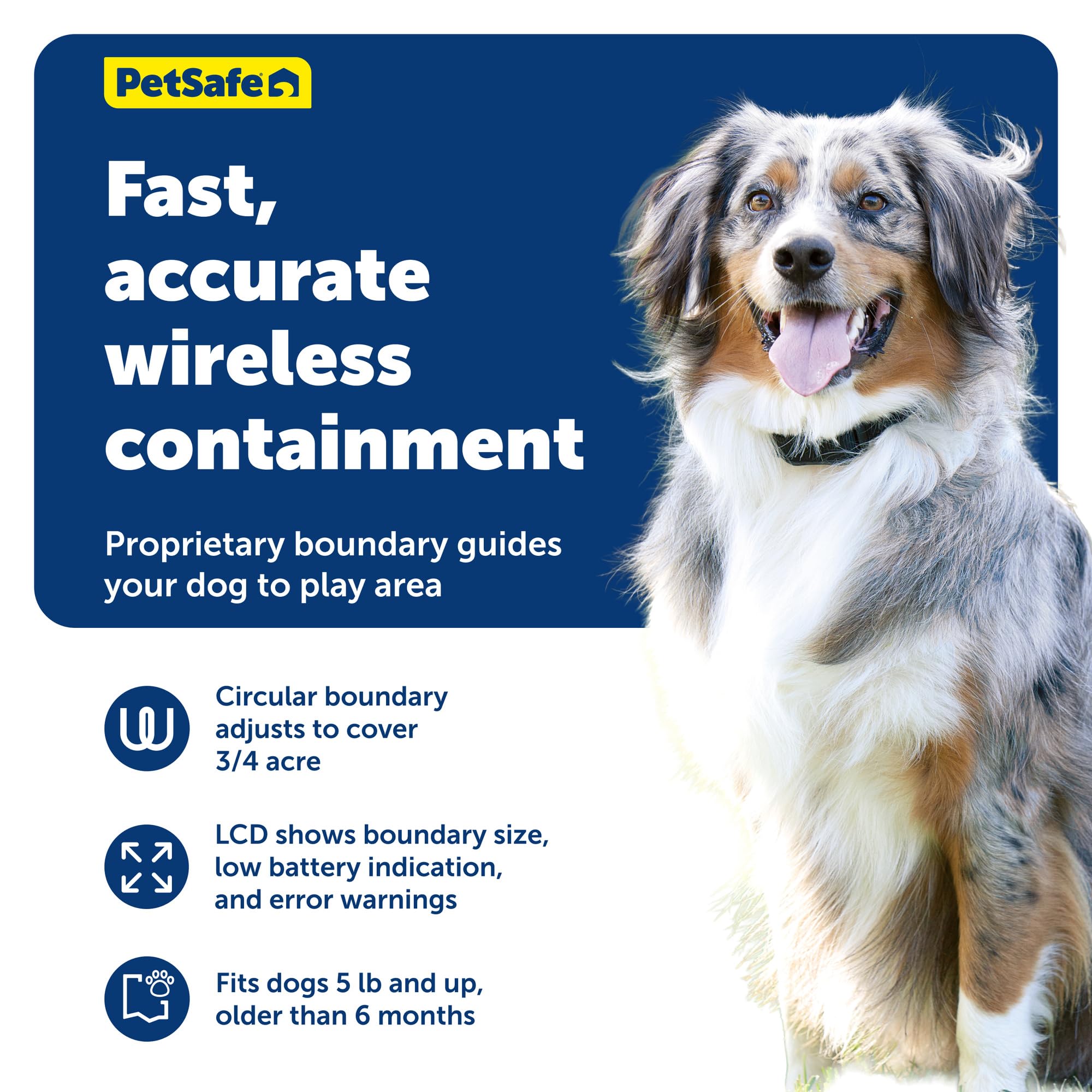 PetSafe Stay & Play - Valla inalámbrica compacta para 2 Perros, Pantalla LCD para Ajustar el límite Circular, asegurar hasta 3/4 de área de Acres, Uso para Todas Tus Mascotas, Sistema portátil