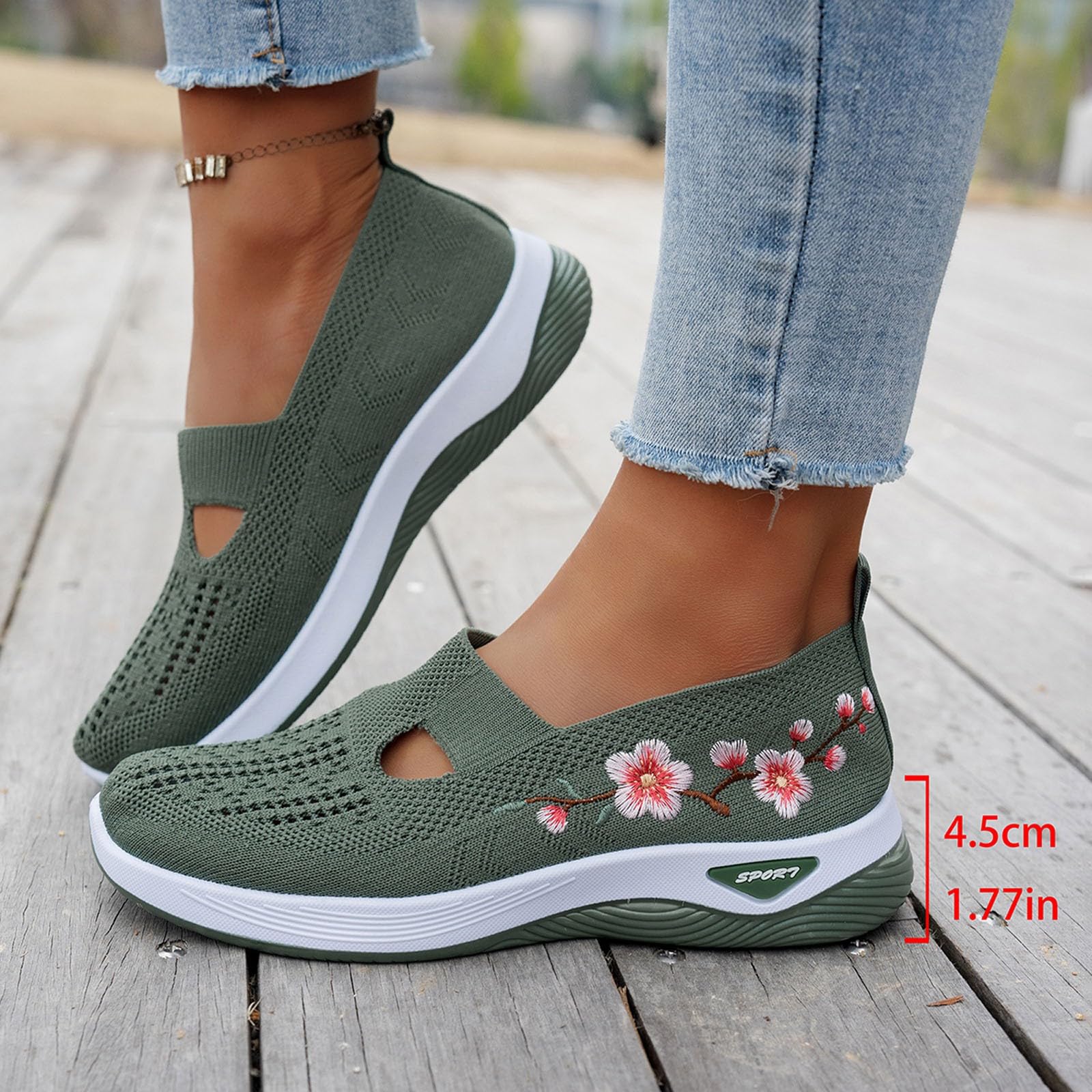 Women's Orthopaedic Shoes Summer No Laces Slip On Running Shoes Comfortable Soft Gymnastics Breathable Lightweight Non-Slip Sneakers Diabetic Wide Plant Sanitary Outdoor Sport - 4