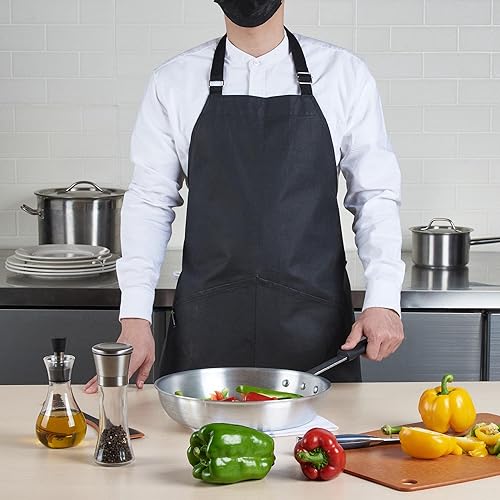 Miniatura 5 de Delantal de cocina de algodón negro, ignífugo, 32 x 26 pulgadas, 1 caja de artículos para restaurantes
