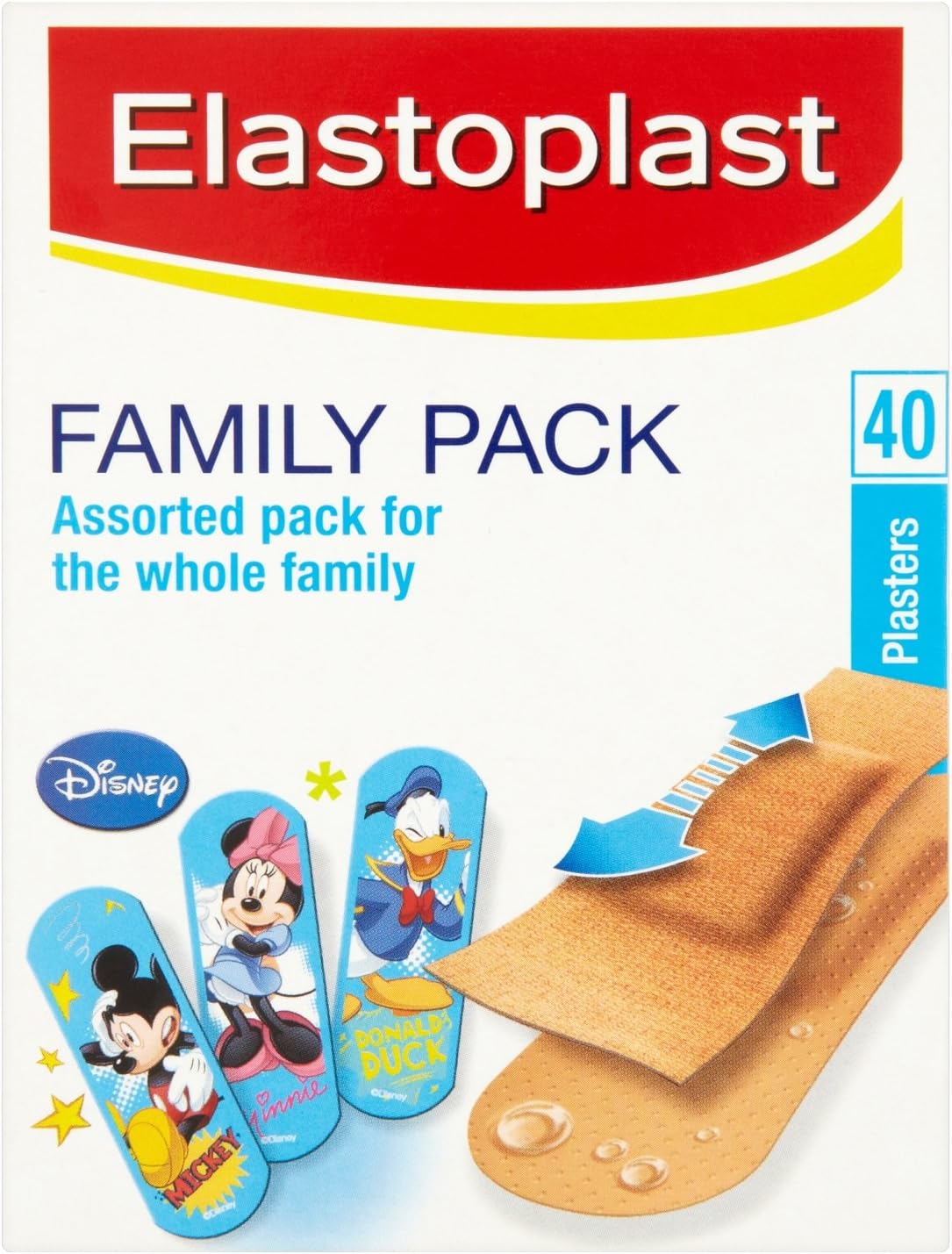 Elastoplast Disney Family Pack Plaster Strips (Pack of 10), Assorted Plastic and Fabric Plasters, Small, Medium and Large Plasters, Disney Plasters, Plasters Assorted