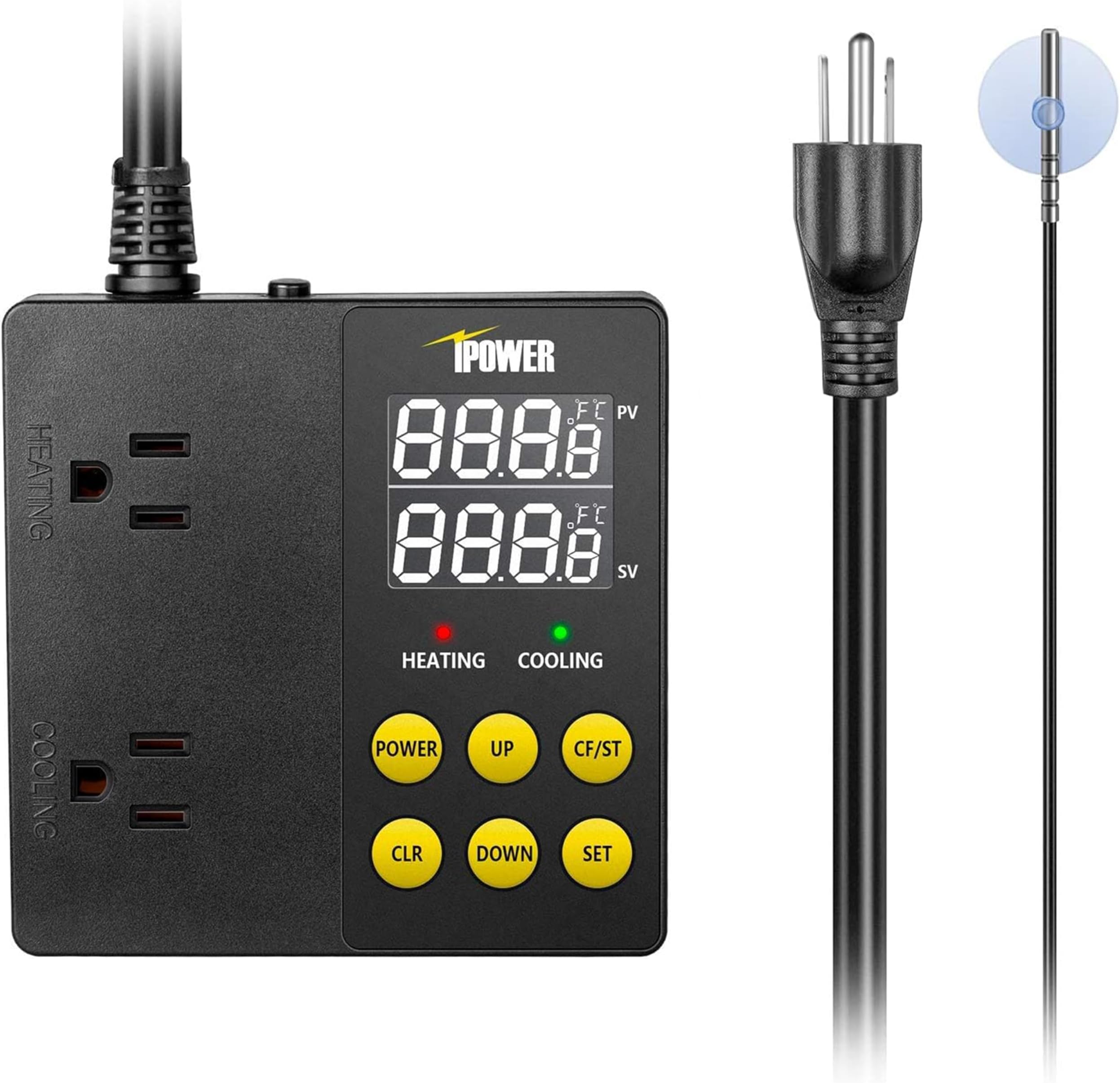 Professional Digital Heating and Cooling Temperature Controller for Seed Germination, Reptiles and Brewing Breeding Fermenter Greenhouse, Grow Tent, 1875W