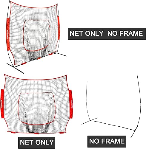 Vista 5 de Red de repuesto de béisbol y sóftbol de 7 x 7 pies (solo la red), resistente sin nudos para práctica de lanzamiento de béisbol, golpear y lanzar