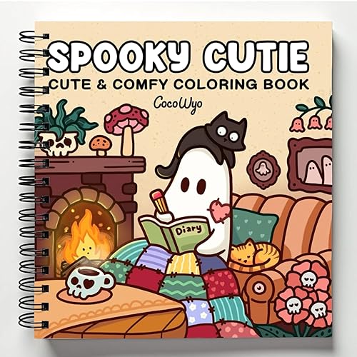 Spooky Cutie: Coloring Book for Adults and Teens Featuring Adorable Creepy Creatures in Cozy Hygge Moments for Relaxation (Cozy Spaces Coloring) - Spiral-bound