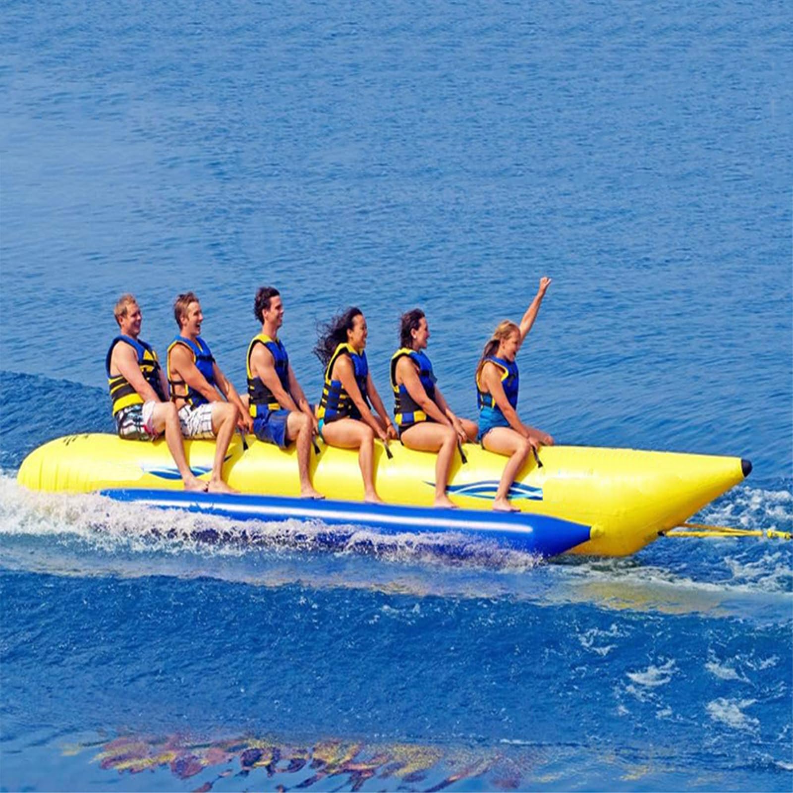 Bateau banane gonflable pour 6 personnes, tube remorquable pour lac océan, tube de remorquage de ski robuste avec corde de remorquage