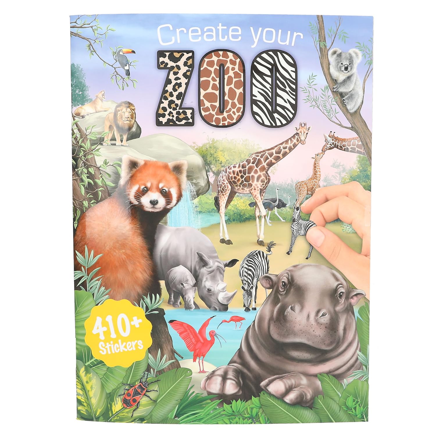Depesche 13607 Create Your Zoo Colouring Book with 24 Pre-Printed Pages for Designing Zoo Motifs, Includes 3 Double-Sided Stickers