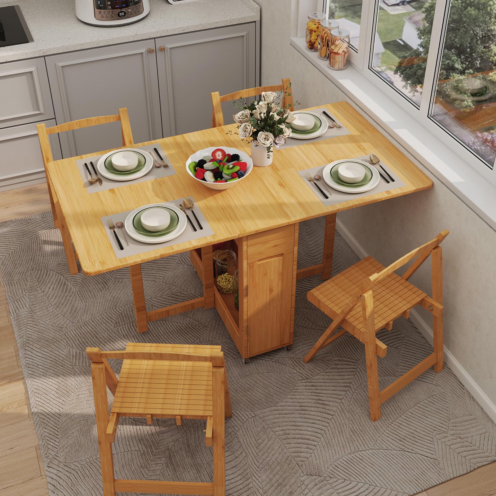 Amazon.com - Folding Dining Table Set for 4 with Foldable