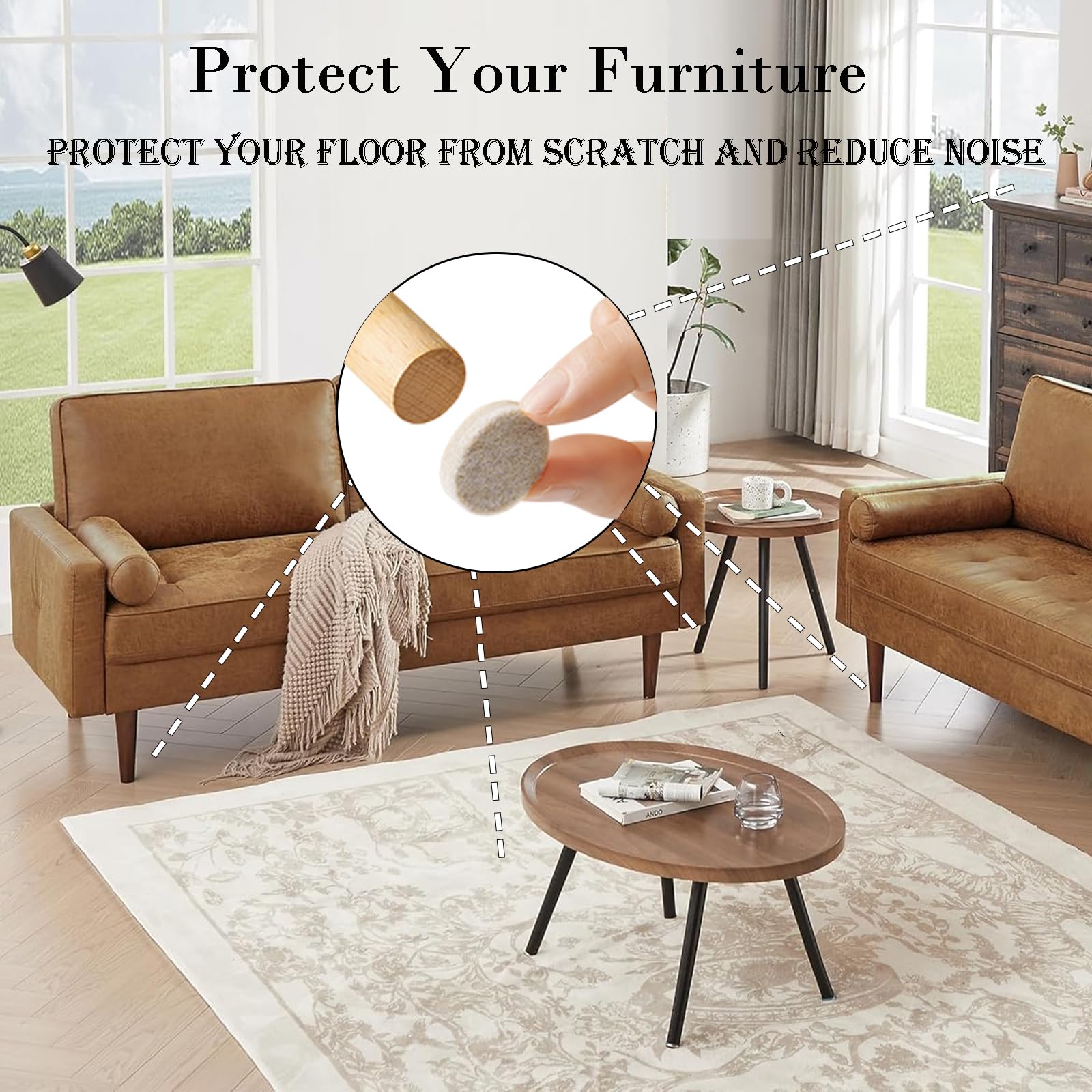 Fursafe&Q Almohadillas de fieltro para muebles, almohadillas de fieltro para suelos de madera dura, almohadillas de fieltro autoadhesivas resistentes para patas de silla, protección de rasguños,