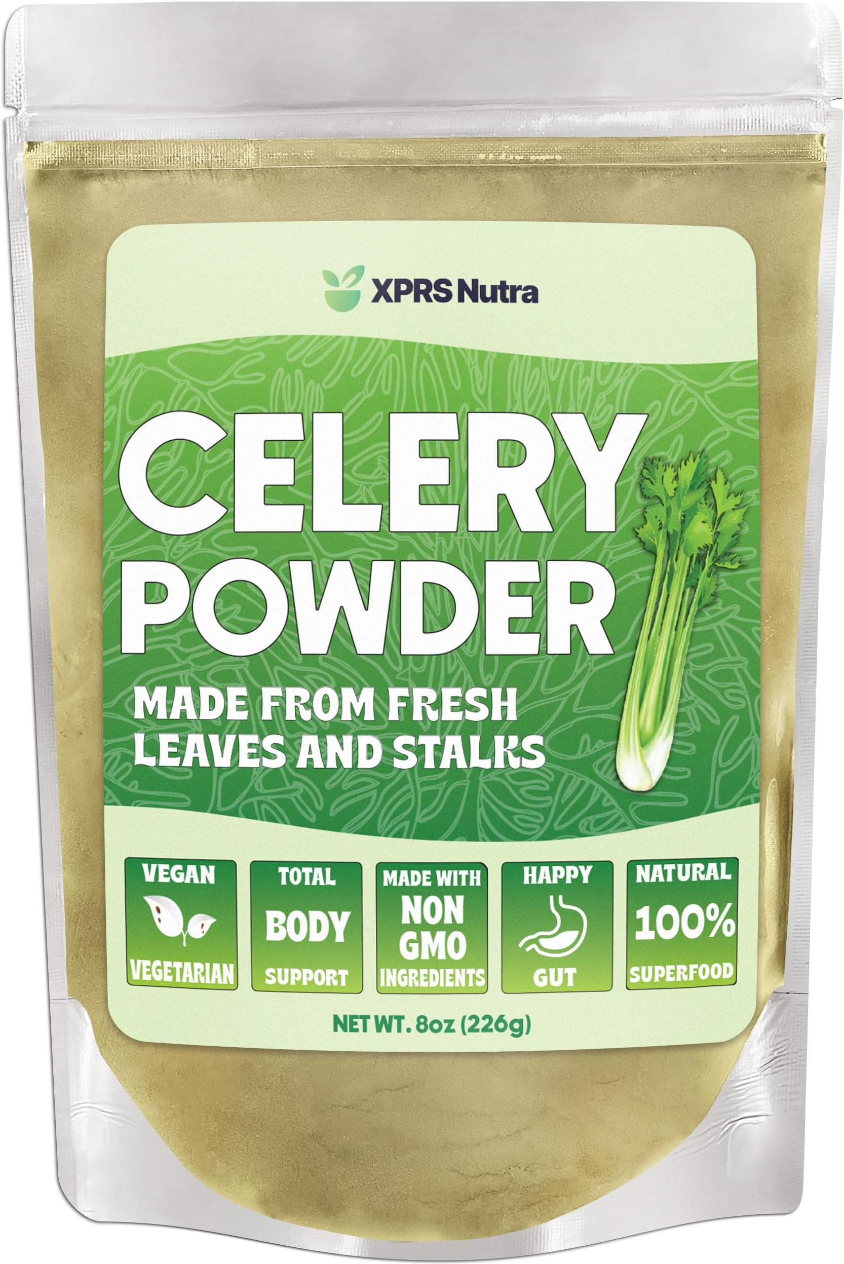 XPRS Nutra Organic Celery Powder - Celery Organic Fresh Powder Antioxidant - Premium Celery Powder Organic - Vegan Friendly Celery Fresh Powder (8 Ounce)