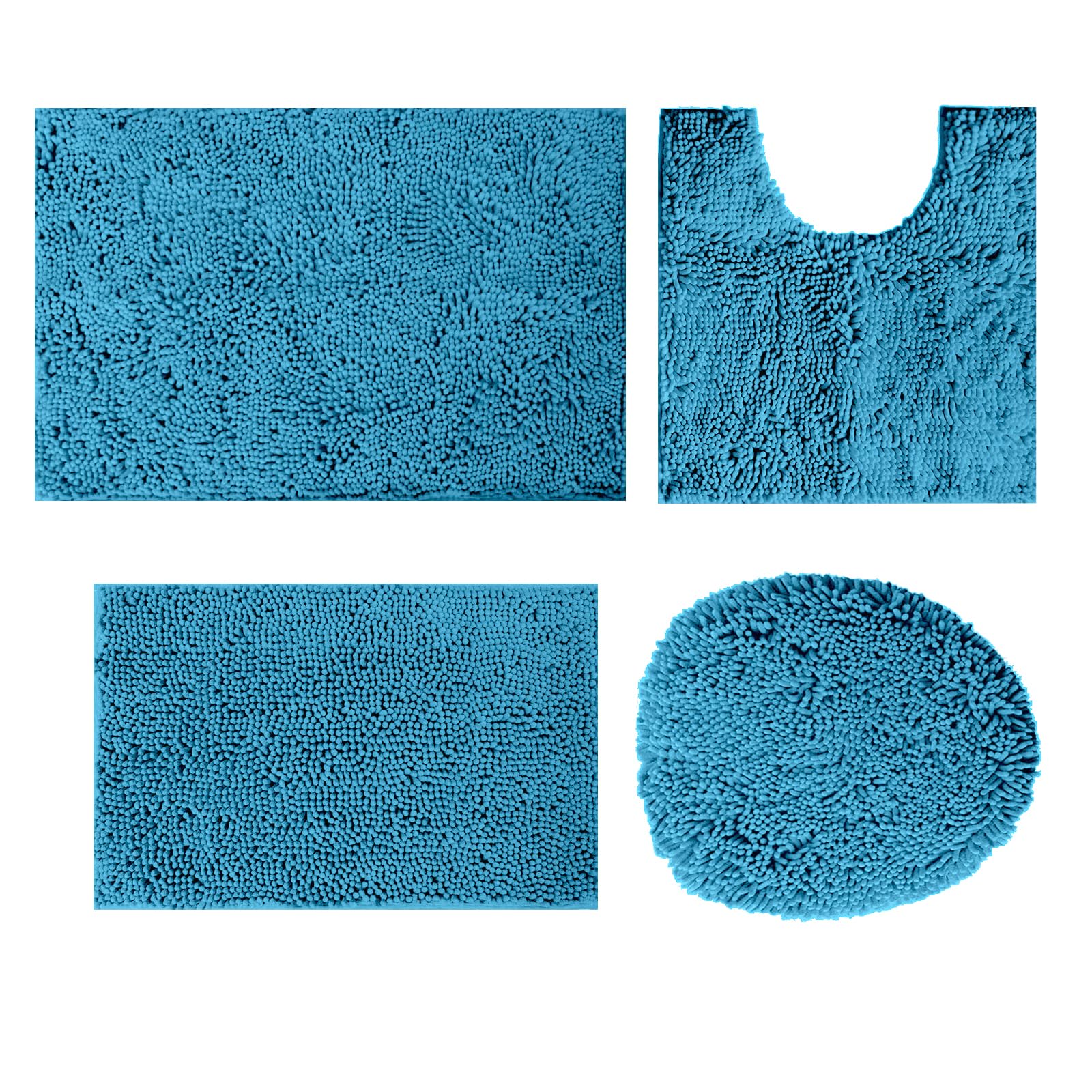 Amazon.com: Chenille Bathroom Rug Set 4 Piece with PVC Non-Slip Backing ...