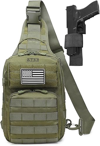 ATBP Mochila táctica tipo bandolera para hombre, bolsa de hombro oculta, bolsa cruzada para hombres, 10L, Verde, Mochilas Sling