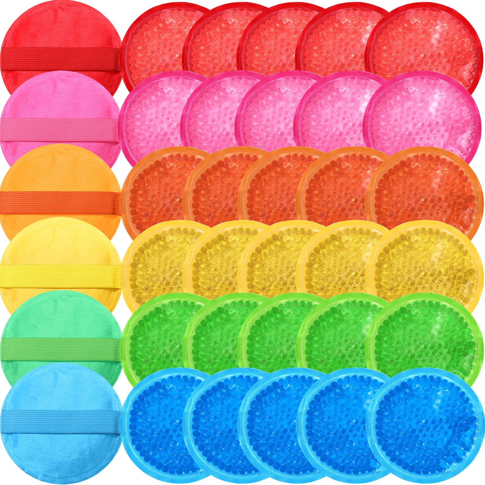 TrelaCo 36 szt. małych opakowań na lód na kontuzje wielokrotnego użytku Boo Boo Kids Ice Pack Hot and Cold Gel Bead Ice Pack Cold Compress Mini okrągłe opakowania na lód dla łagodzenia bólu twarzy