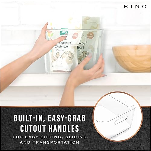 Miniatura 3 de BINO - Cubo de almacenamiento de plástico transparente con asas (2 unidades) - Papeleras de plástico para organizar y almacenar en la cocina,
