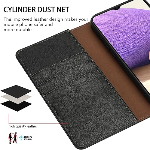 Miniatura 3 de Funda tipo cartera para Samsung Galaxy A32 5G con bloqueo RFID, soporte de ranura para tarjetas, funda protectora de cuero con tapa magnética fuerte