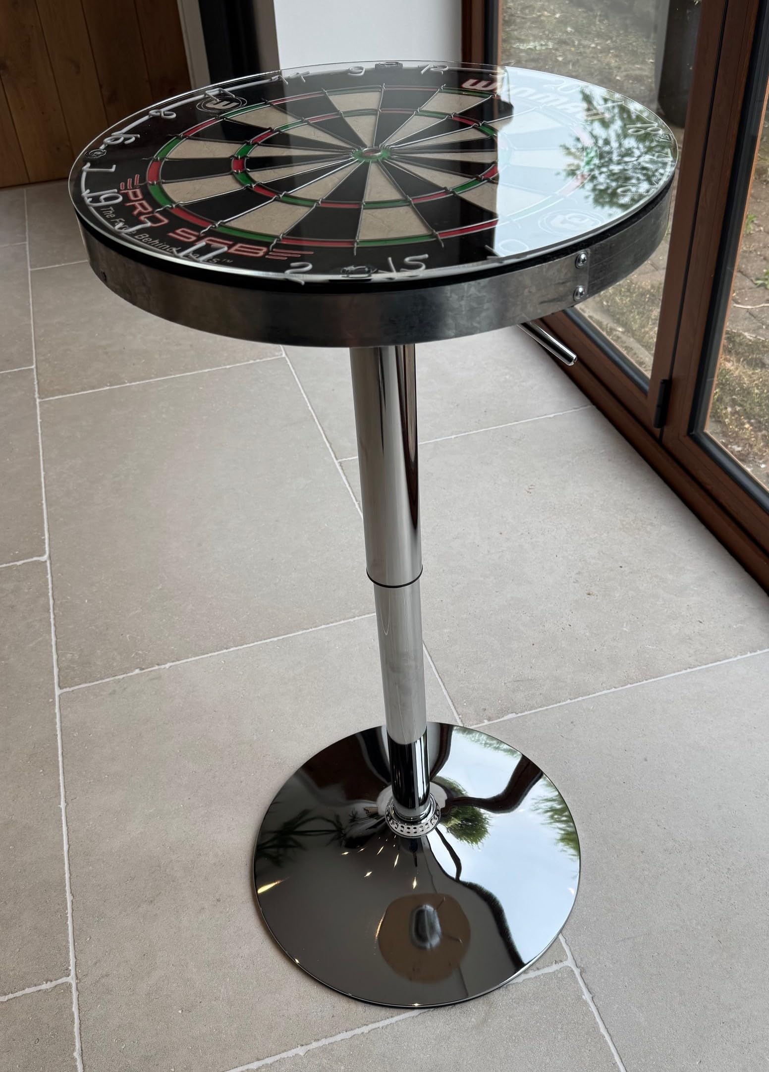 Dartboard Bar Table - Win mau Diamond - Adjustable - Oche Table (Silver)