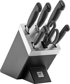 ZWILLING 1002303 Four Star Self-Sharpening Knife Block 7 PC Black Ash