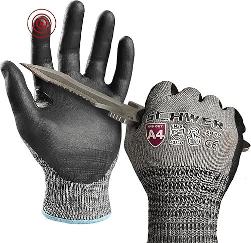 Schwer AIR-SKIN AR5918 - Guantes de trabajo resistentes a los cortes con extremadamente ligeros y delgados, guantes de corte de seguridad para