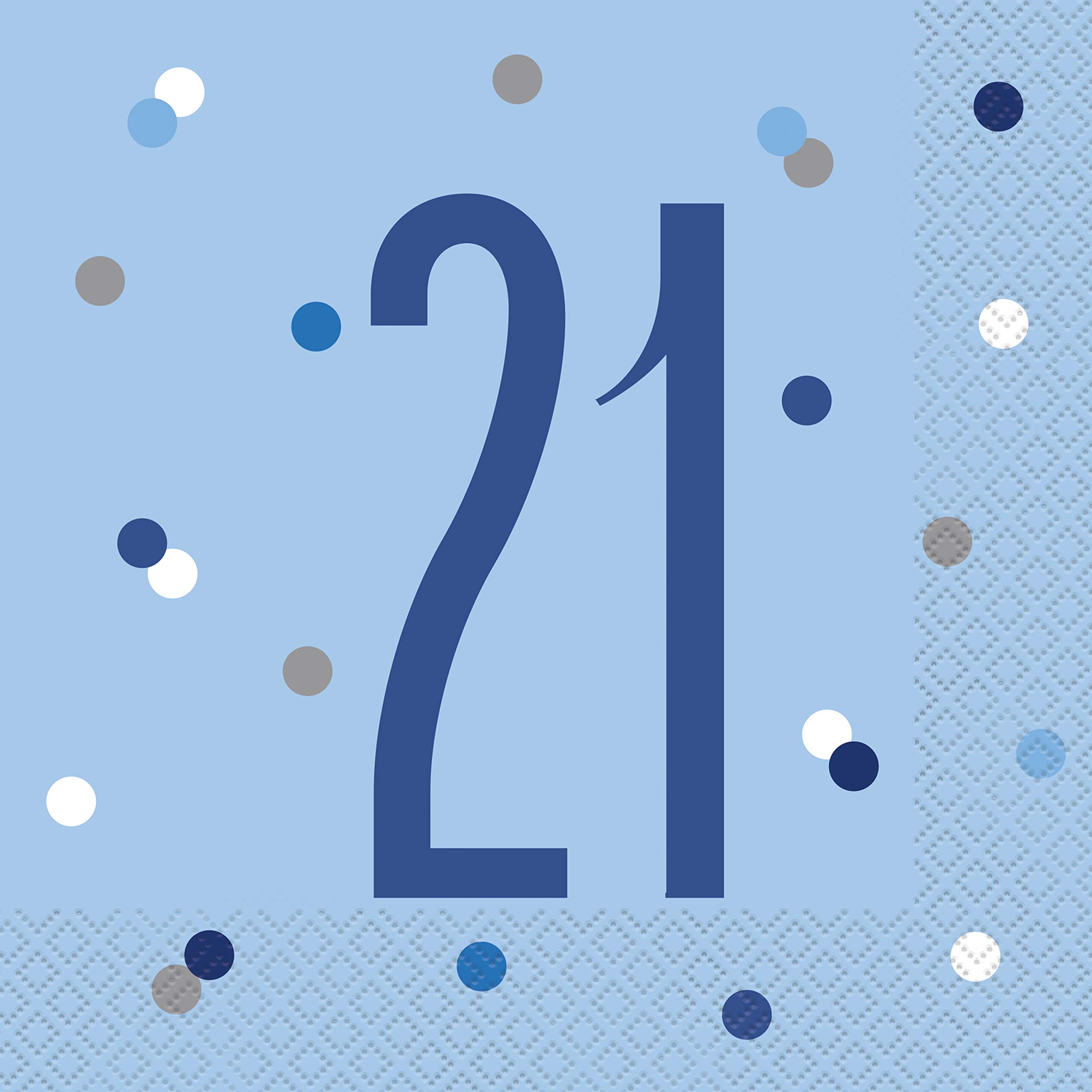 Stunning 21st Glitz Blue & Silver Luncheon Napkins (16cm) - Dazzling Addition for Parties, Events & Elegant Table Decor - 16ct