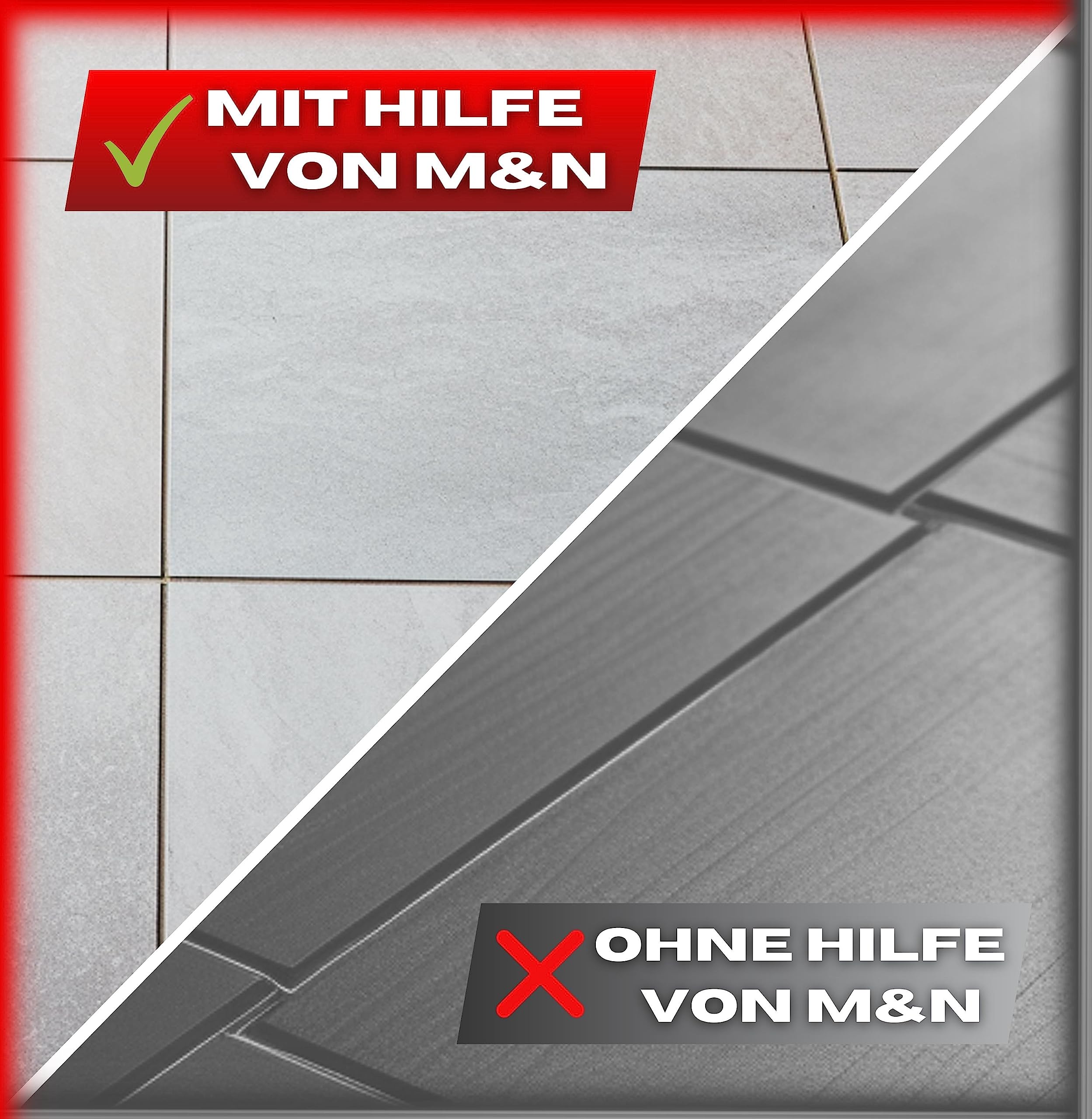 M&N Fliesen Nivelliersystem Set 1mm, 2mm Mega- Auswahl (200x 3mm Laschen, 100x Keile) - Fliesen-Verlegehilfe Werkzeug für Leien & Profi - Fliesenleger Fliesennivellierungssystem Zubehör
