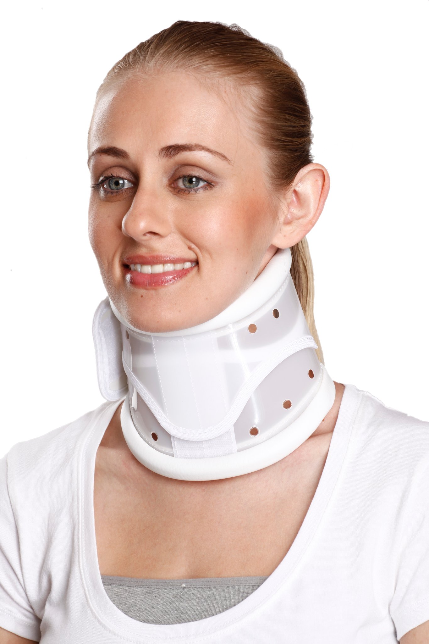 Cervical Collar Hard Adjustable, White, Medium, 1 Unit