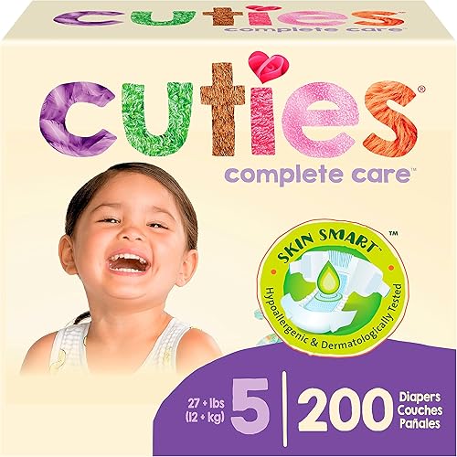 Cuties Pañales Skin Smart, absorbentes e hipoalergénicos con pestañas flexibles y seguras, estuche a granel, tamaño 5, 200 unidades