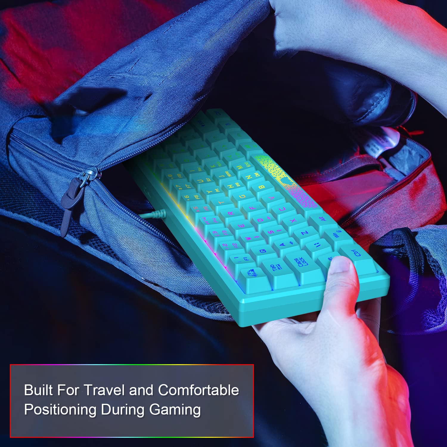 Ajazz K61 60% Percent Keyboard,RGB Backlit Compact Mechanical Feeling Gaming Keyboard with 19 Anti-Ghosting Keys Quiet Membrane USB Cable for Windows Laptop PC Mac.