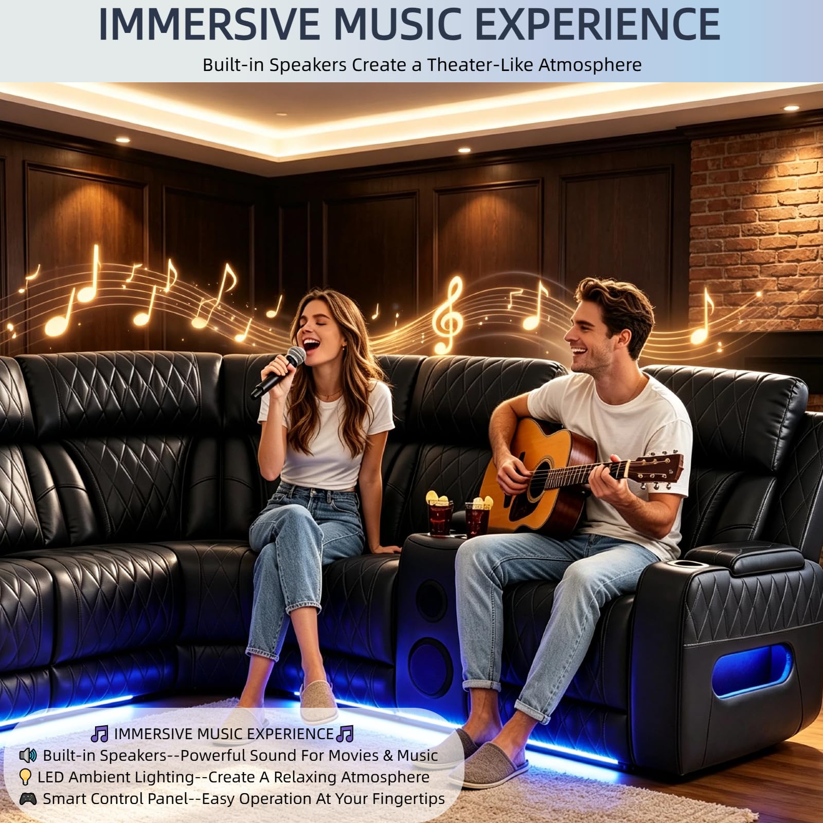 Power Reclining Sectional Sofa with Speakers & USB Charging Port view 7