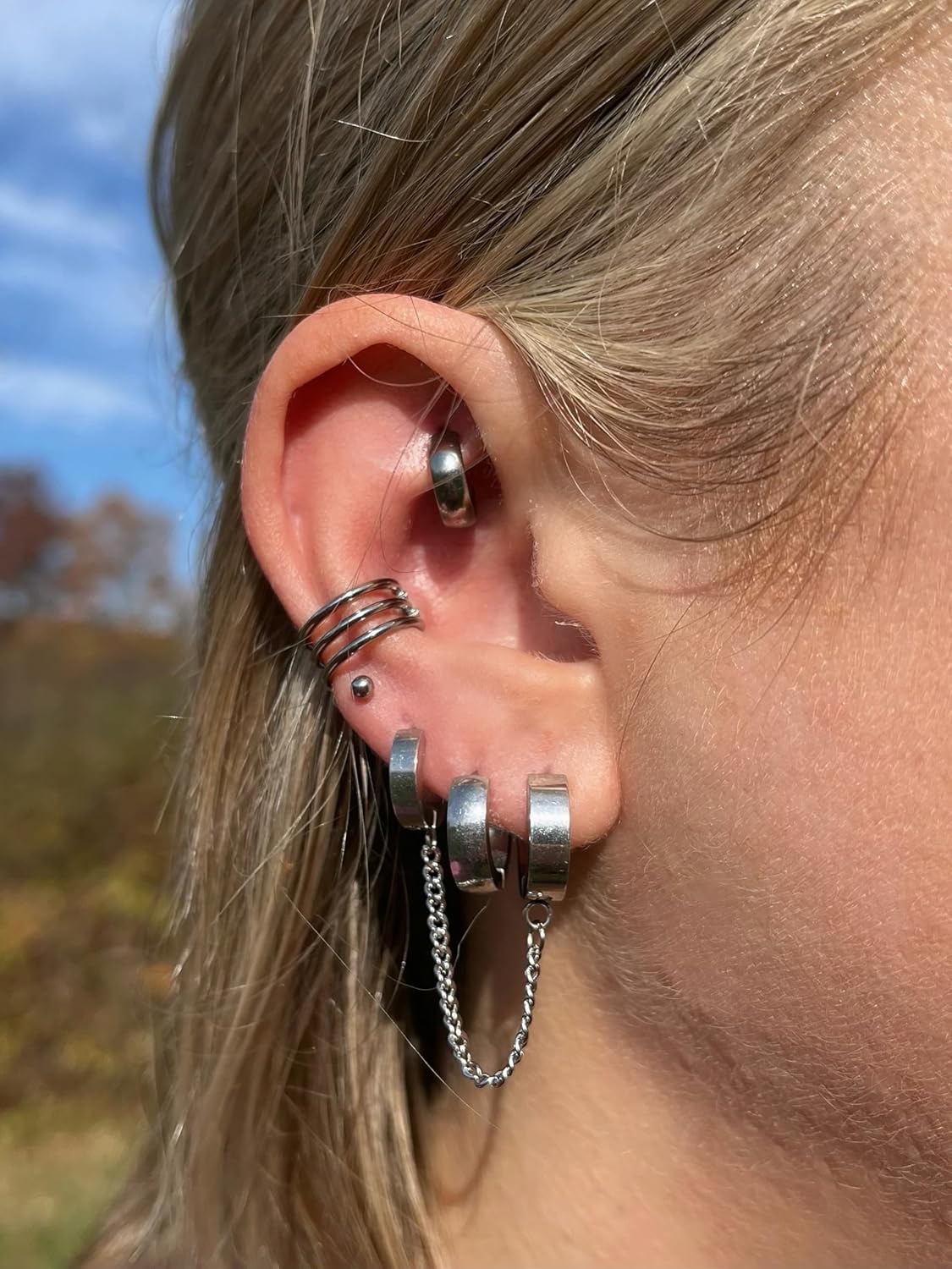 Pierced Owl 16GA ASTM F-136 Implant Grade Titanium Triple Hoop Hinged Segment Clicker Ring - Image 3