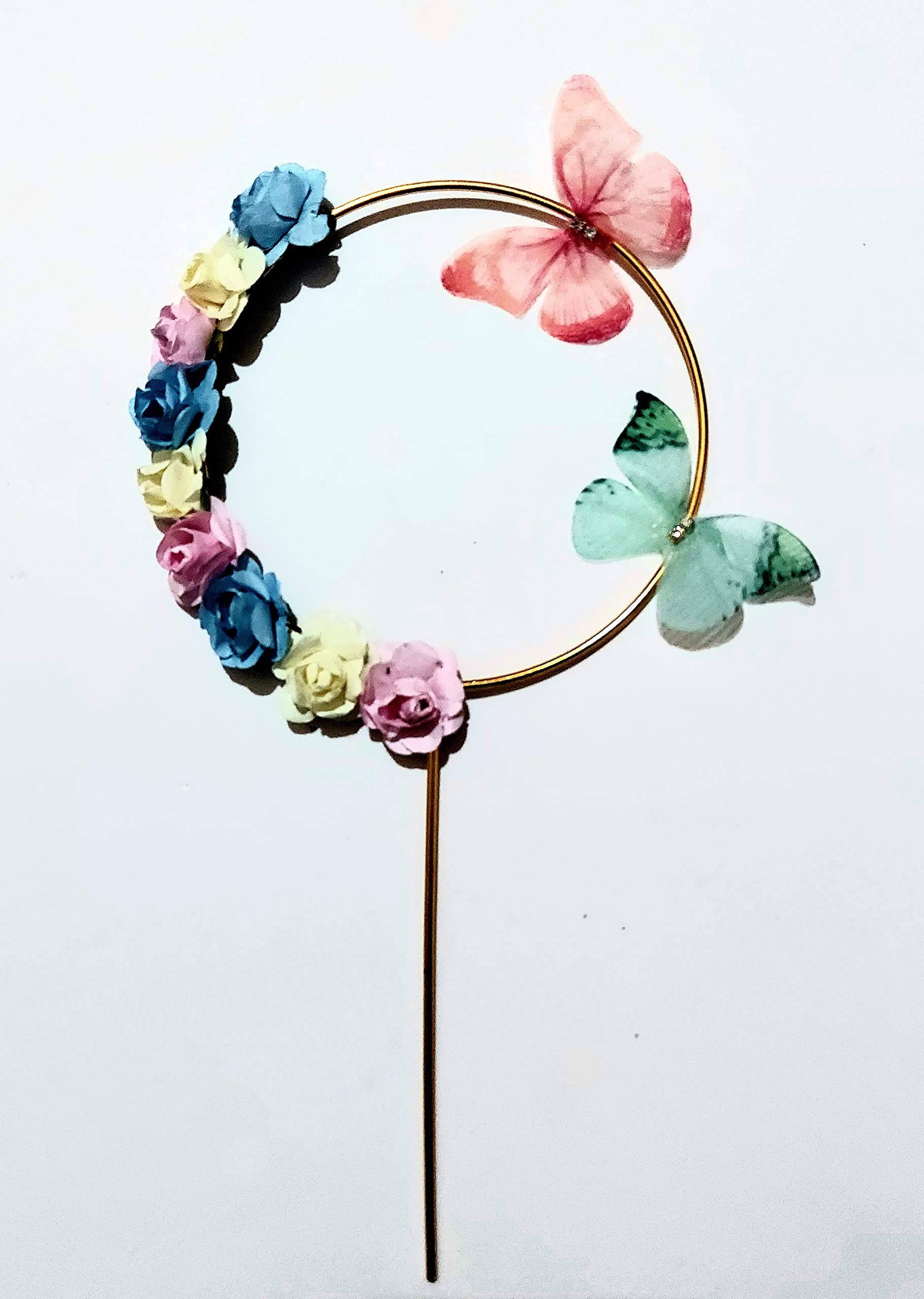 Buy Butterfly Flower Iron Gold Cake Topper Happy Birthday Cake Topper