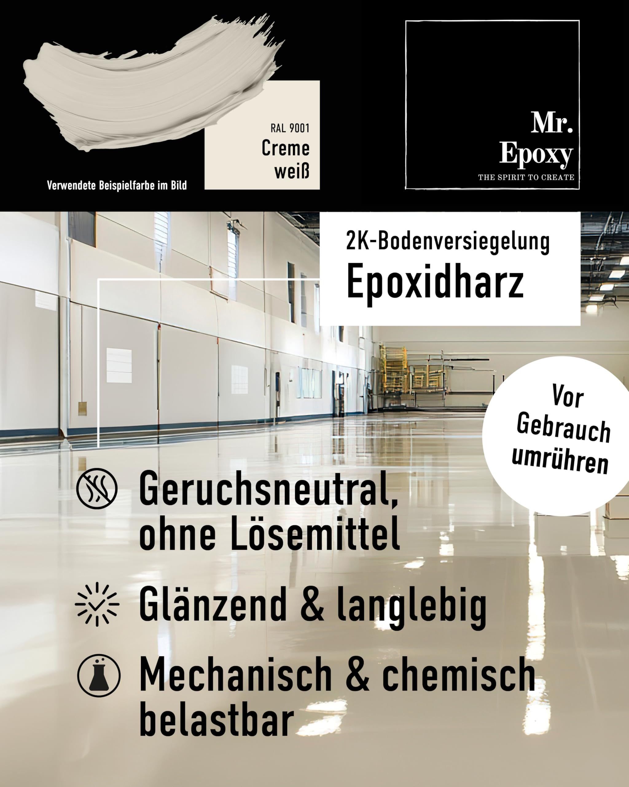 Epoxidharz Bodenbeschichtung 10 kg RAL 7001 Silbergrau 2K Betonfarbe für Garagen Keller Werkstatt Boden