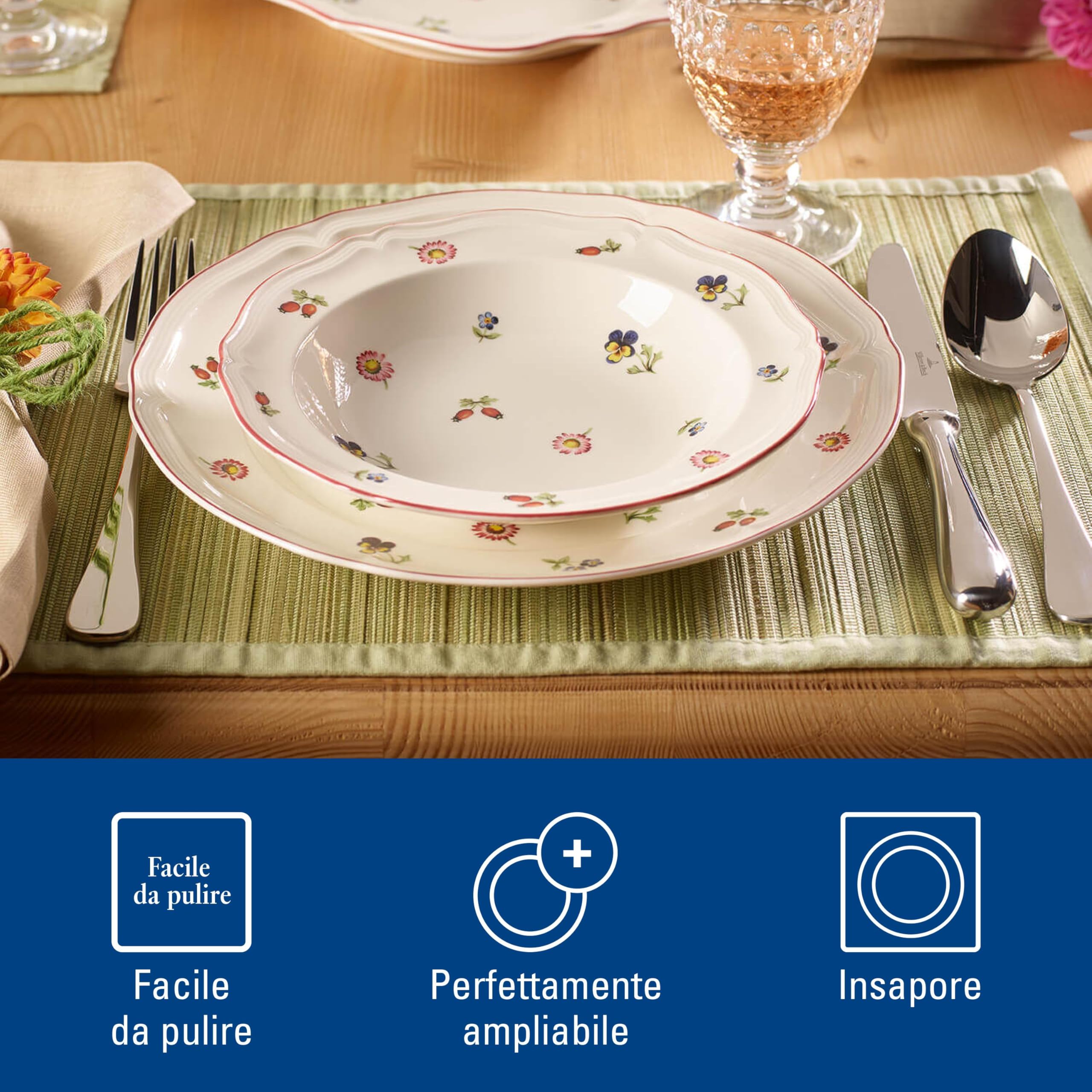 Villeroy & Boch - Petite Fleur Piatto Piano Bianco, Lavabile in Lavastoviglie, Adatto per Microonde, Stoviglie, Piatto Ceramica, Porcellana Premium
