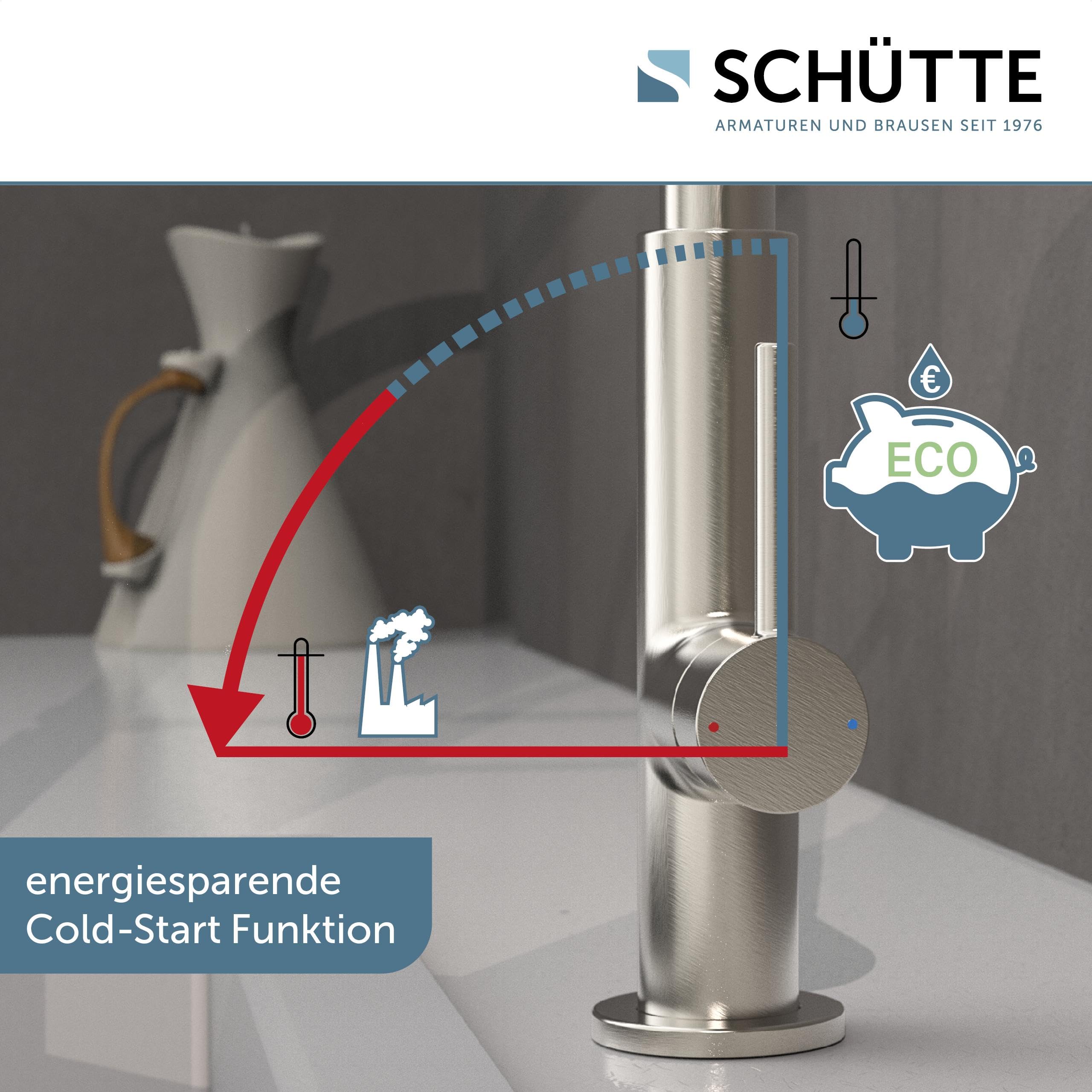 Schütte 23138 Design Spültischarmatur mit auswechselbaren Soft Touch Schlauch, 360 Grad schwenkbarer Wasserhahn für die Küche, Küchenarmatur Einhebelmischer, Mischbatterie in Edelstahl/Schwarz