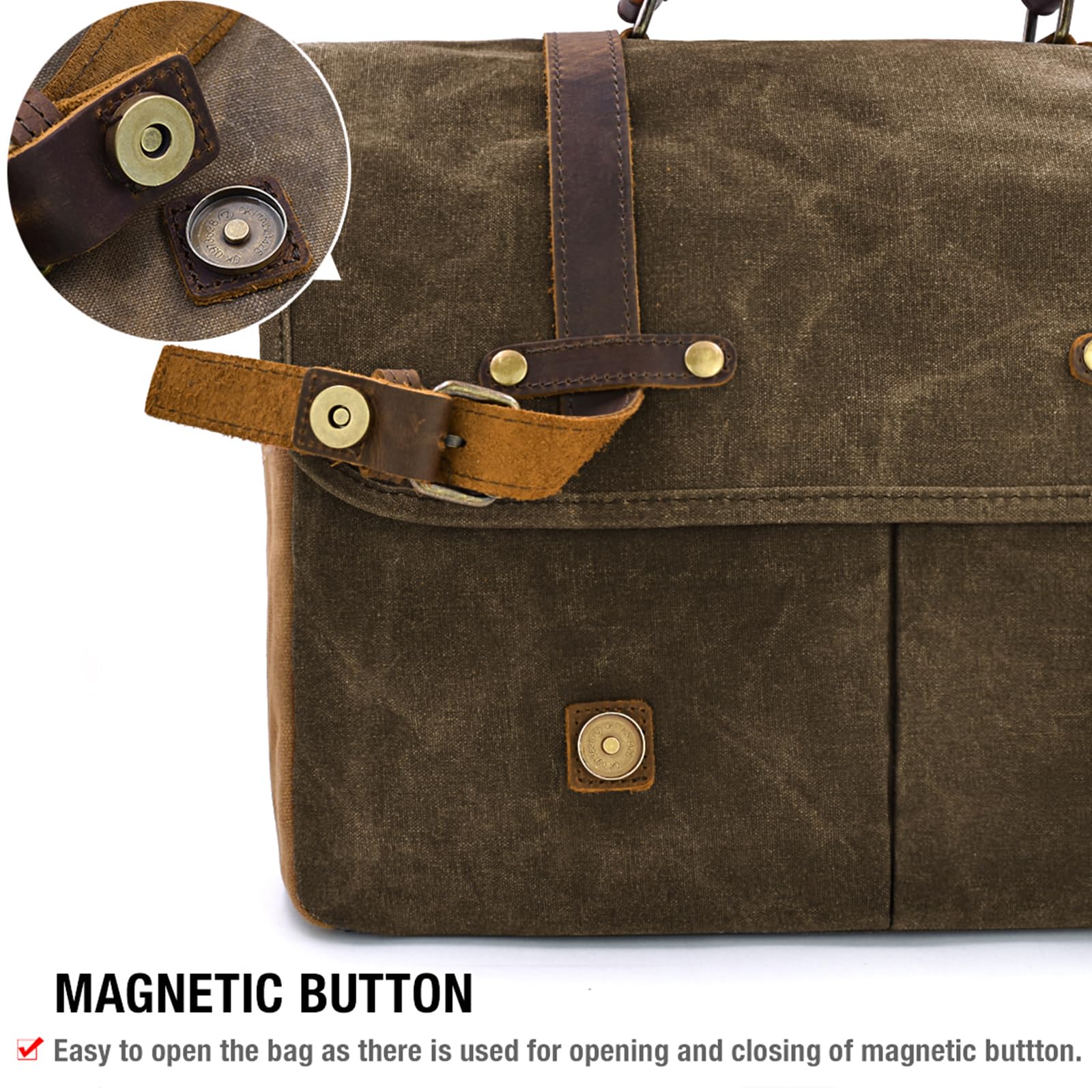 Bandolera para hombre de lona y piel de 15.6 pulgadas para laptop