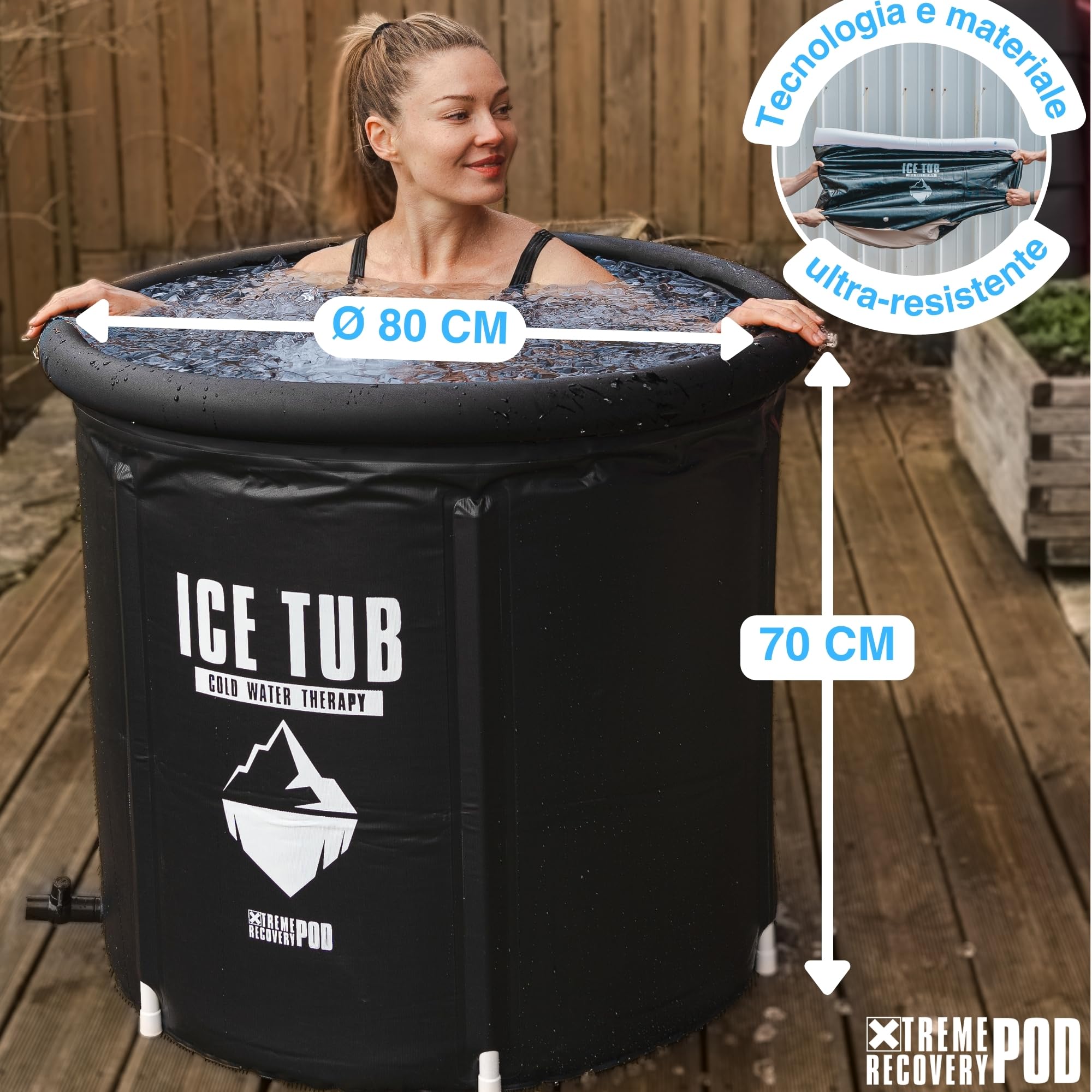 Ice Bath Premium Vasca por crioterapia Ghiaccio | Vasca da Bagno richiudibile | Vasca da Bagno Gonfiabile… (Black)